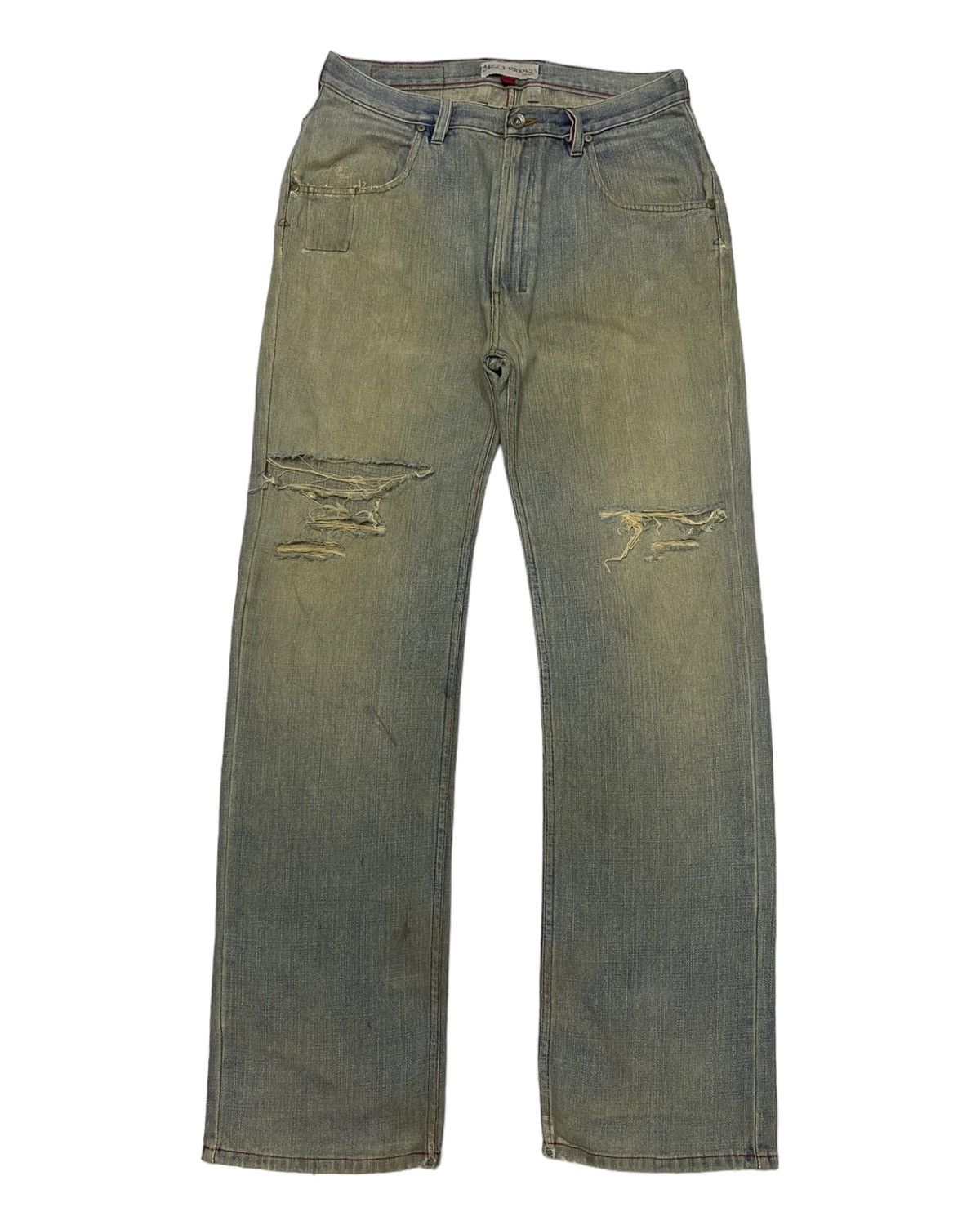 If Six Was Nine × Le Grande Bleu (L.G.B.) 🔥DISTRESSED RUSTY CRU RIDERS RIPS DENIM JEANS LGB STYLE Size US 32 / EU 48 - 1 Thumbnail