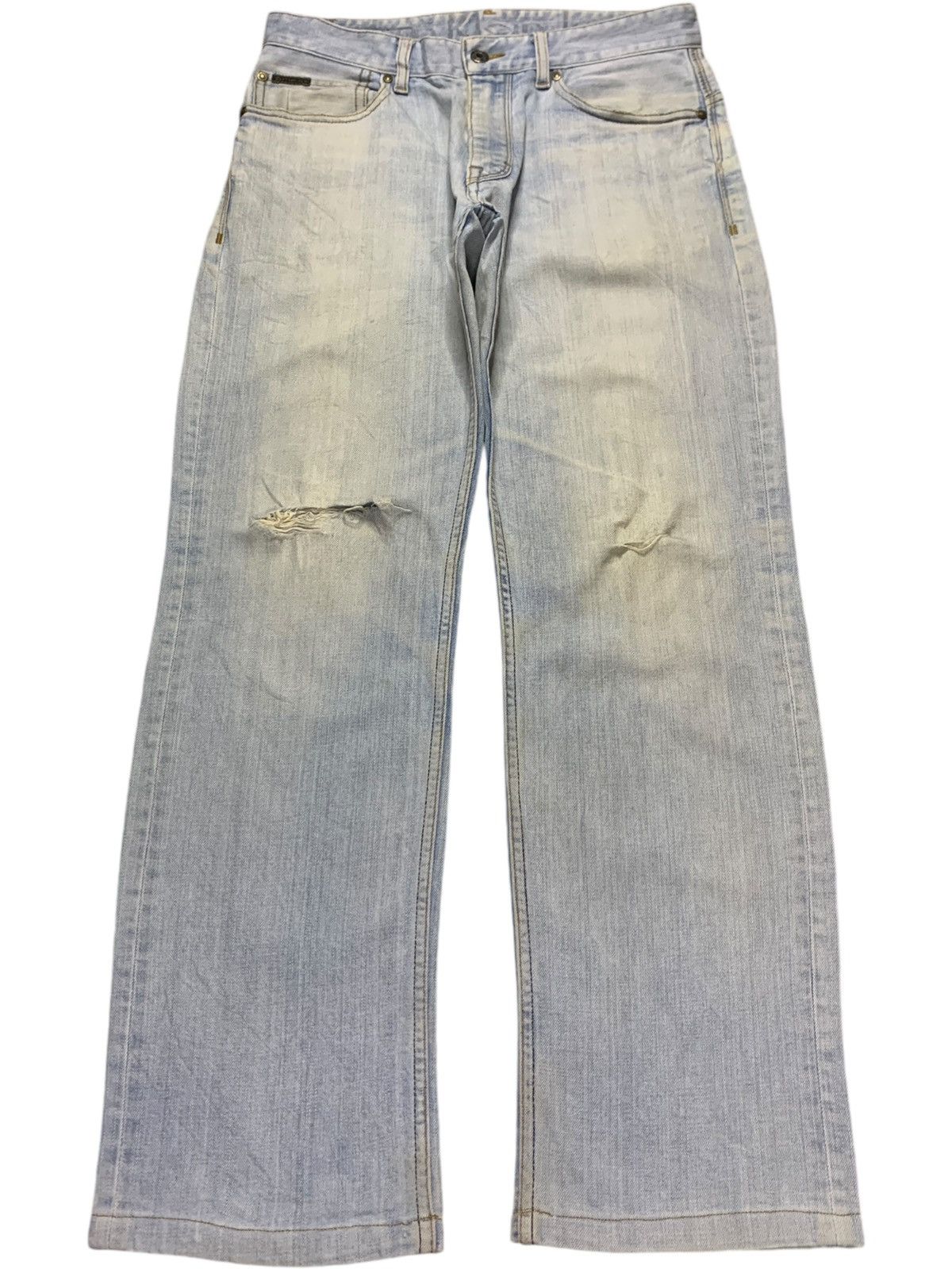 Calvin Klein SALES🔥Vintage Calvin Klein Light Wash Distress Loose Jeans Size US 31 - 1 Thumbnail