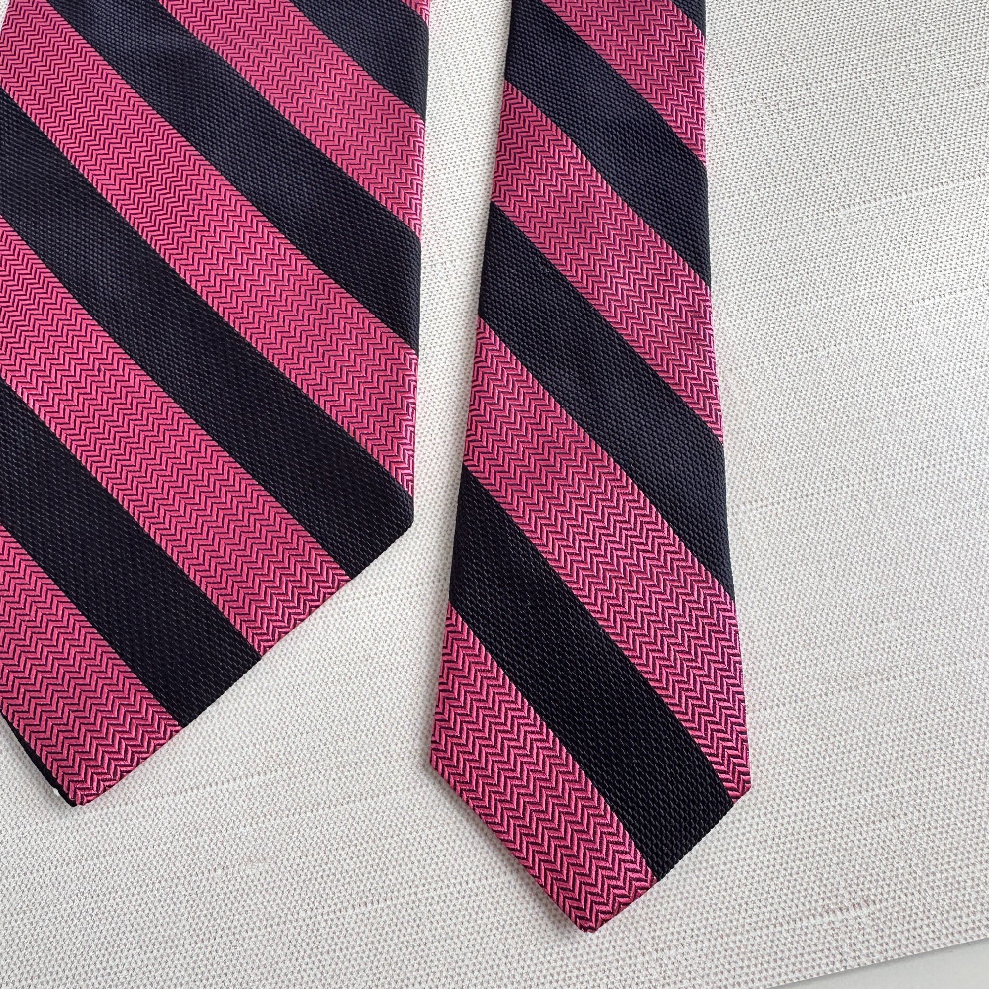 Cremieux Cremieux Pink Black Stripe Tie 57" Size ONE SIZE - 9 Thumbnail