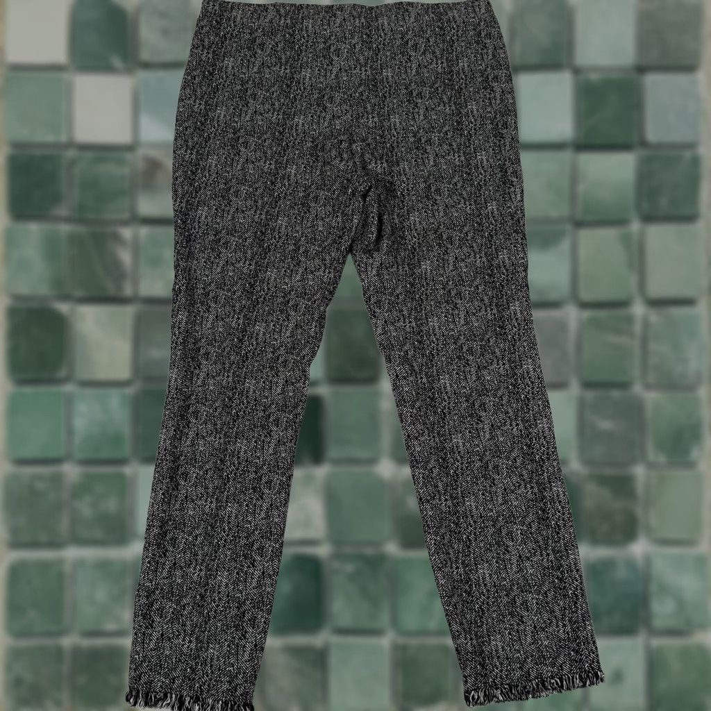 Alfani Alfani Pants 8 Stretch Herringbone Tweed Fringe Hem Ankle Cropped Career Womens Size 30" / US 8 / IT 44 - 1 Thumbnail