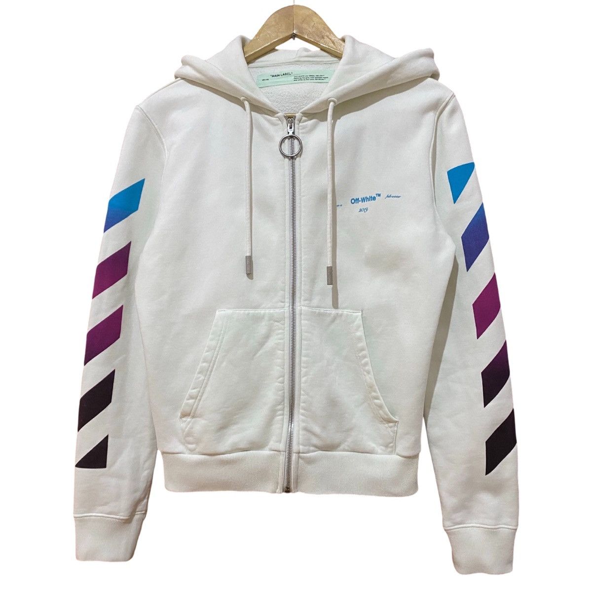 Off white gradient zip up hoodie sale