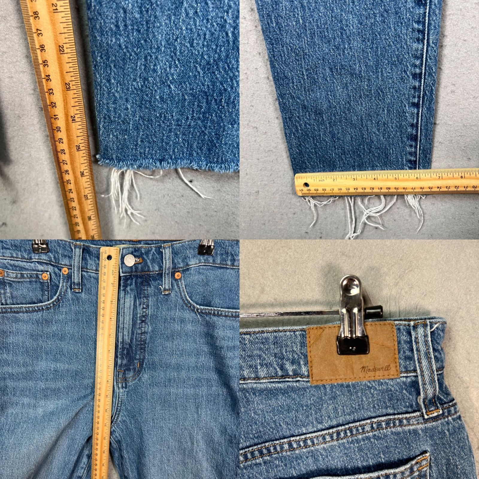 Madewell Madewell Womens Size 29 The Perfect Vintage Jean Blue Denim Frayed Hem Jeans 5-Pocket Design Regular Straight Size 29" - 8 Thumbnail