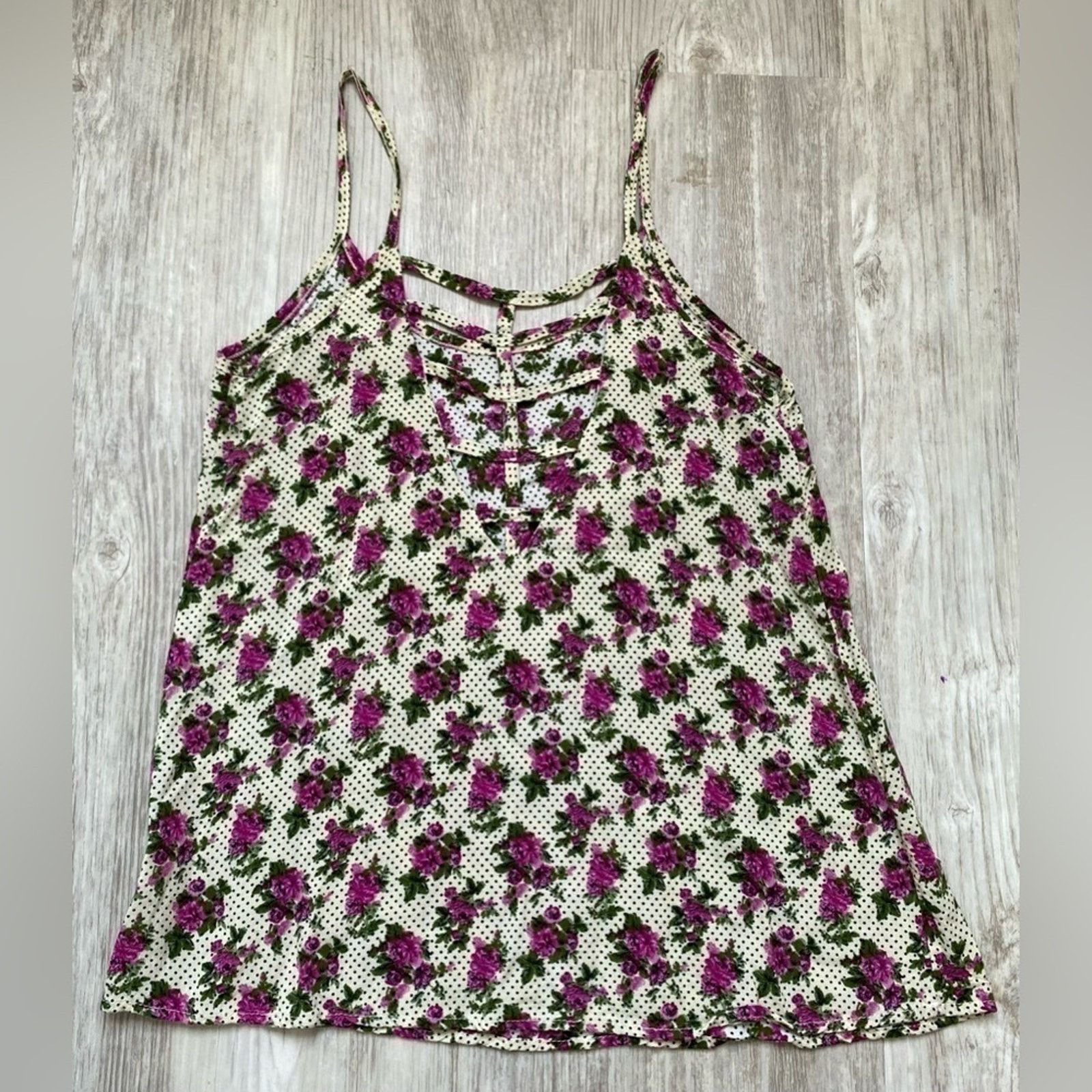 Kirra Kirra Pacsun | Cream Pink Juniors Floral Print Tank Top | XS Size XS / US 0-2 / IT 36-38 - 3 Thumbnail