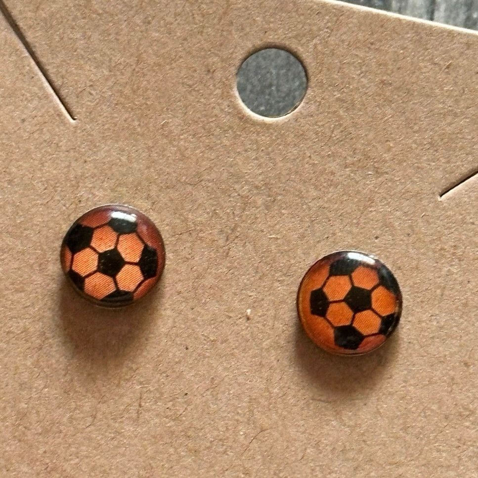 Other orange soccer ball stud earrings Size ONE SIZE - 2 Thumbnail