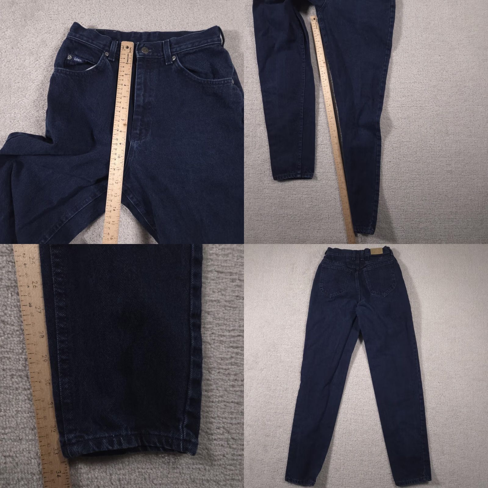 Lee Lee Jeans Womens 10 Long Dark Blue High Rise Tapered Leg Mom Fit Denim 5 Pocket Size 32" / US 10 / IT 46 - 8 Thumbnail