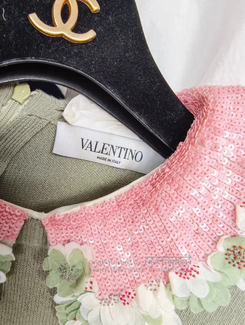 Valentino Valentino Pink and green color-blocked lapel wool cardiga Size S / US 4 / IT 40 - 6 Thumbnail