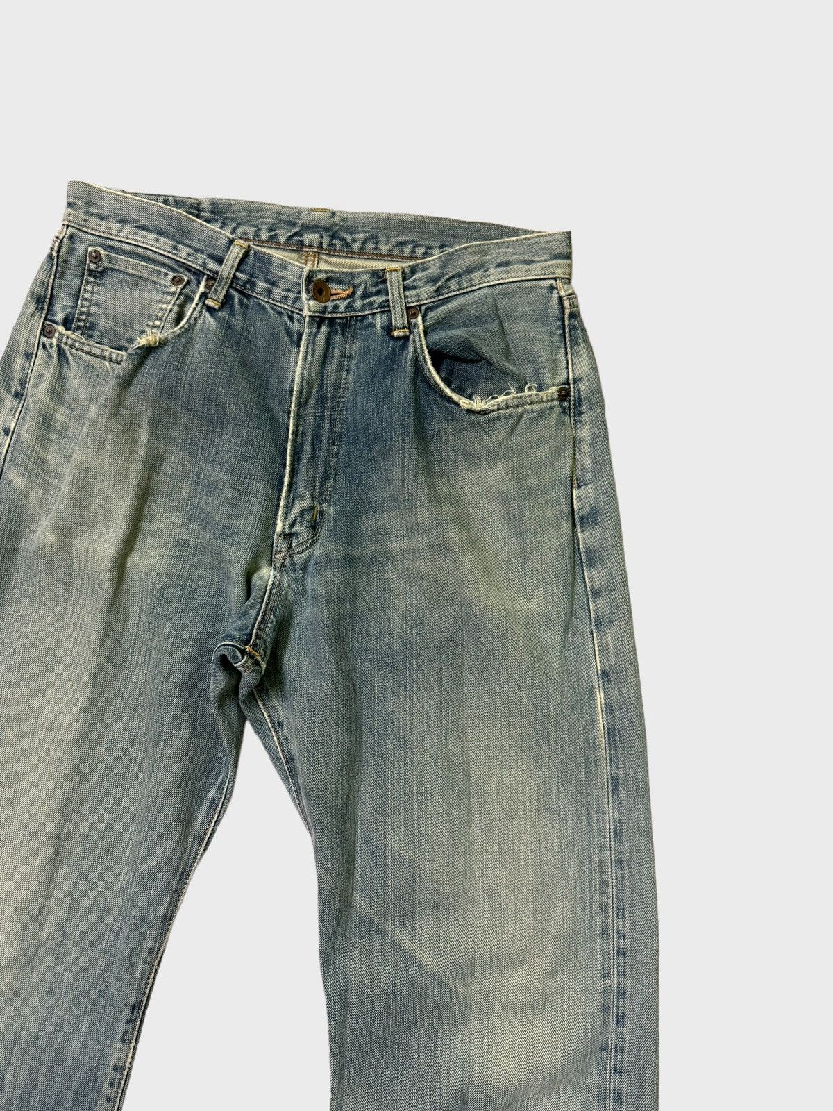 Japanese Brand Vintage Distressed Baggy Edwin 505 Selvedge Thrashed Jeans Size US 30 / EU 46 - 7 Thumbnail