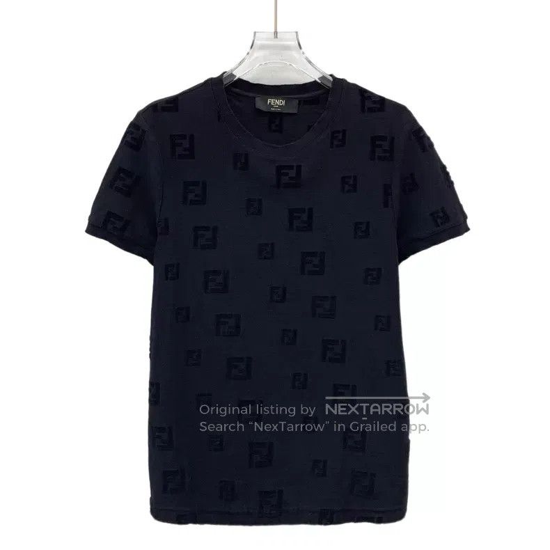 Fendi Fendi Classic Black F Logo Velvet Cotton Jersey Short Slee Size US XS / EU 42 / 0 - 1 Thumbnail