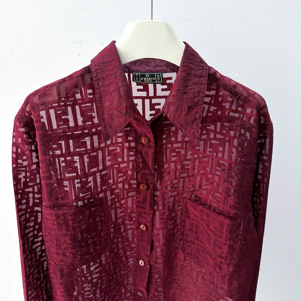 Fendi 1980s Fendi Zucca See Throught Blouse Size L / US 10 / IT 46 - 4 Thumbnail