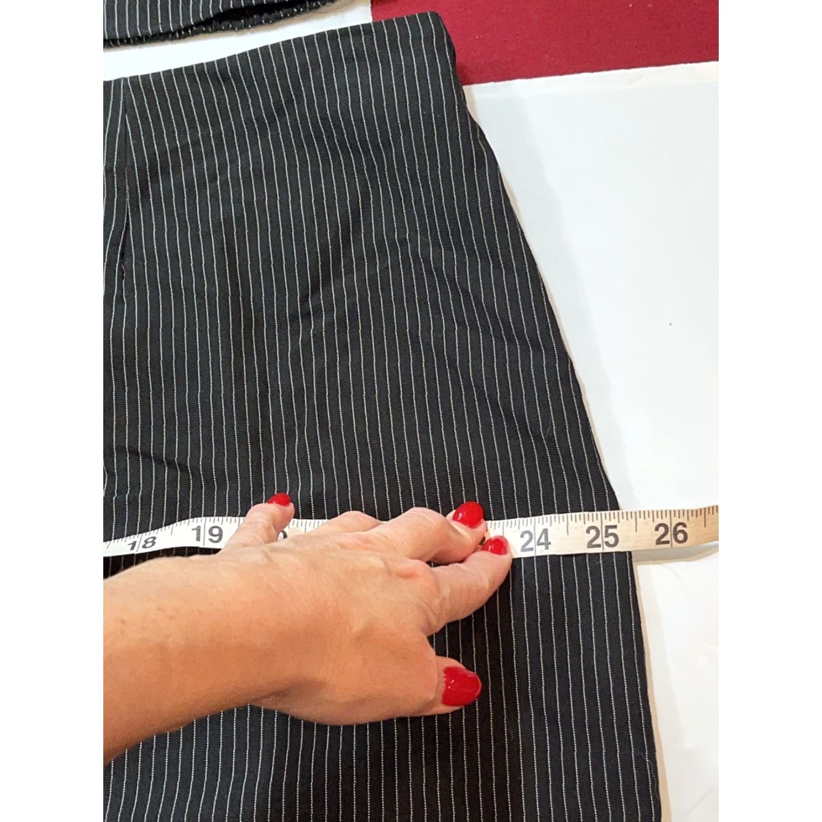 Vintage No Boundaries 2XL Black White Pin Striped Bustier Corset Lace Top Skirt Set Women's gangster 1920s Fusion Night Clubwear Costume Size XXL / US 16-18 / IT 52-54 - 6 Thumbnail