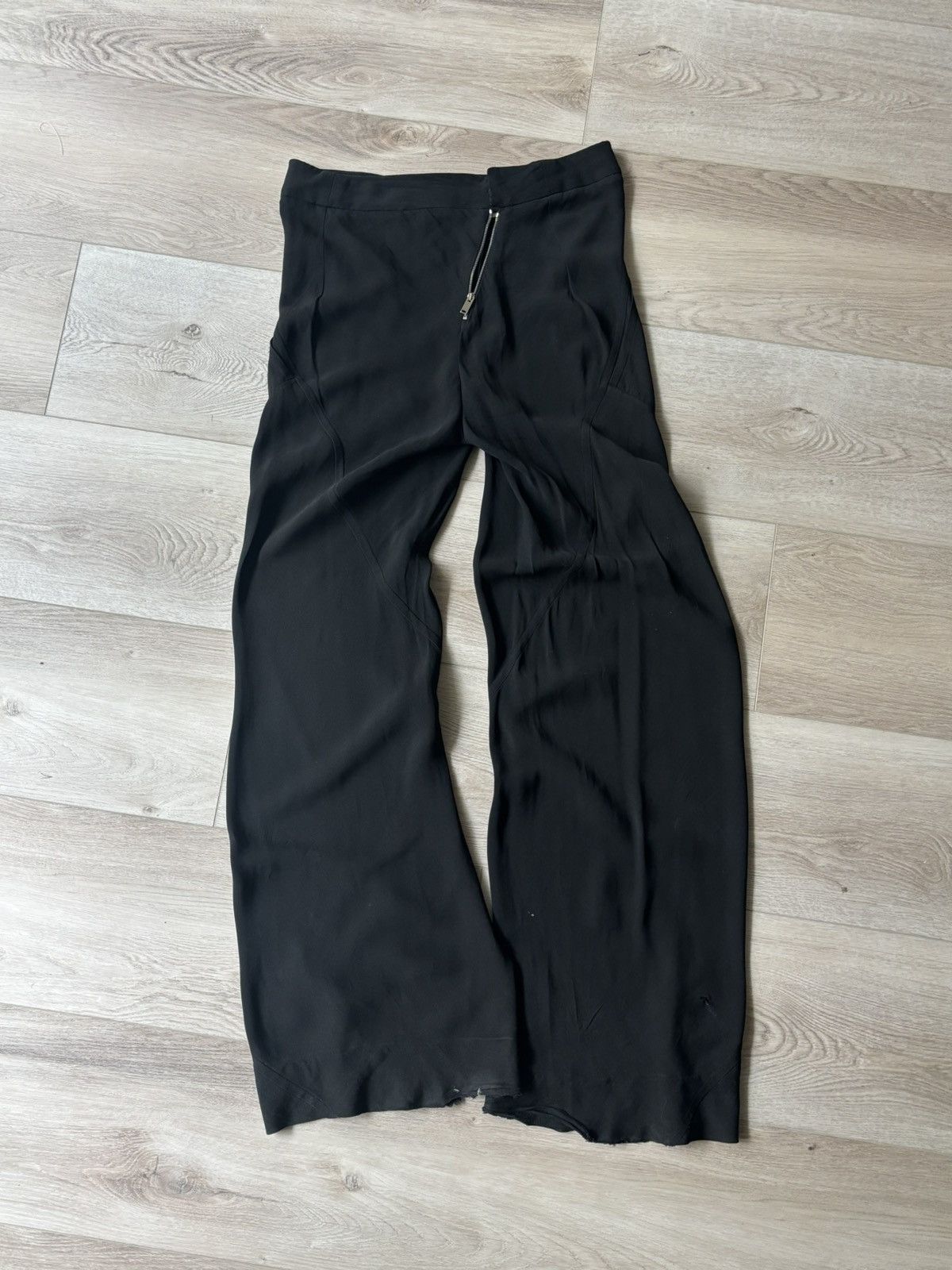 Rick Owens Rick Owens Mainline 2009 Black Viscose Flare Trousers IT 46 Size 32" / US 10 / IT 46 - 3 Thumbnail