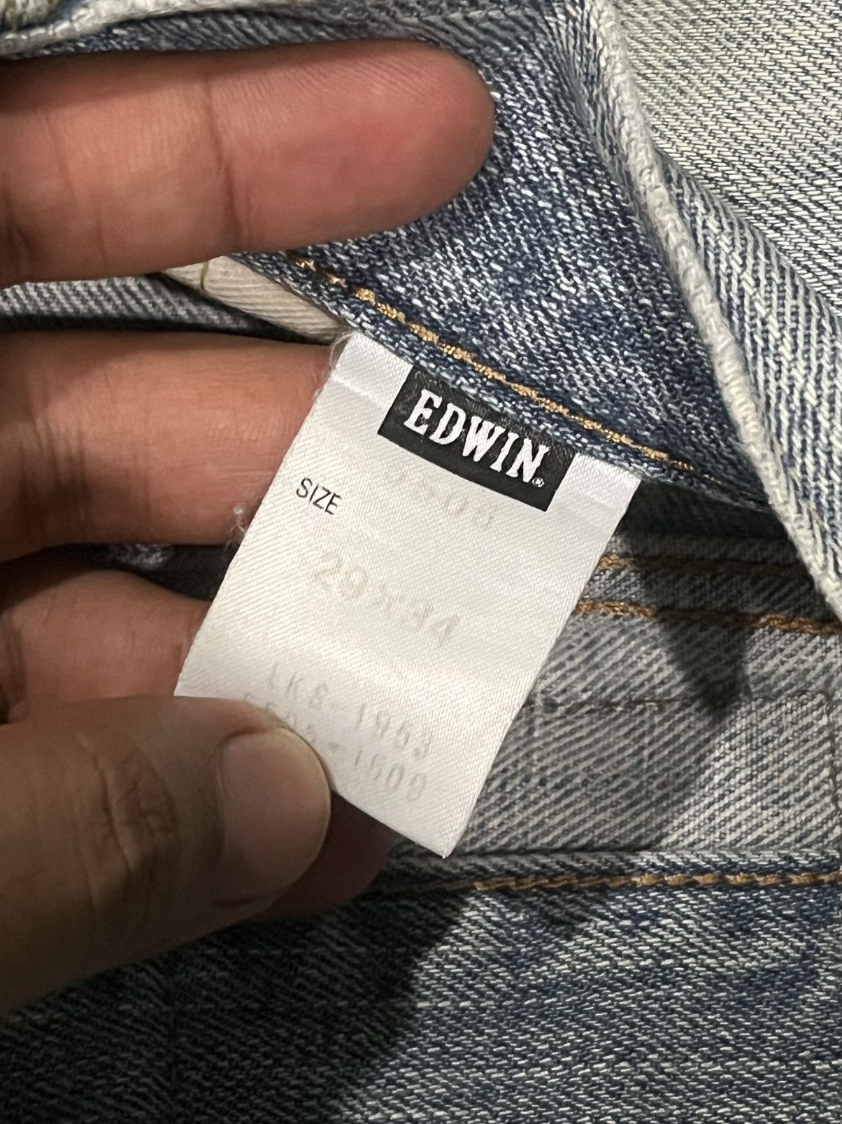 Edwin × Vintage Vintage Edwin 505X Blue Washed Distressed Selvedge Jeans Size US 29 - 21 Thumbnail