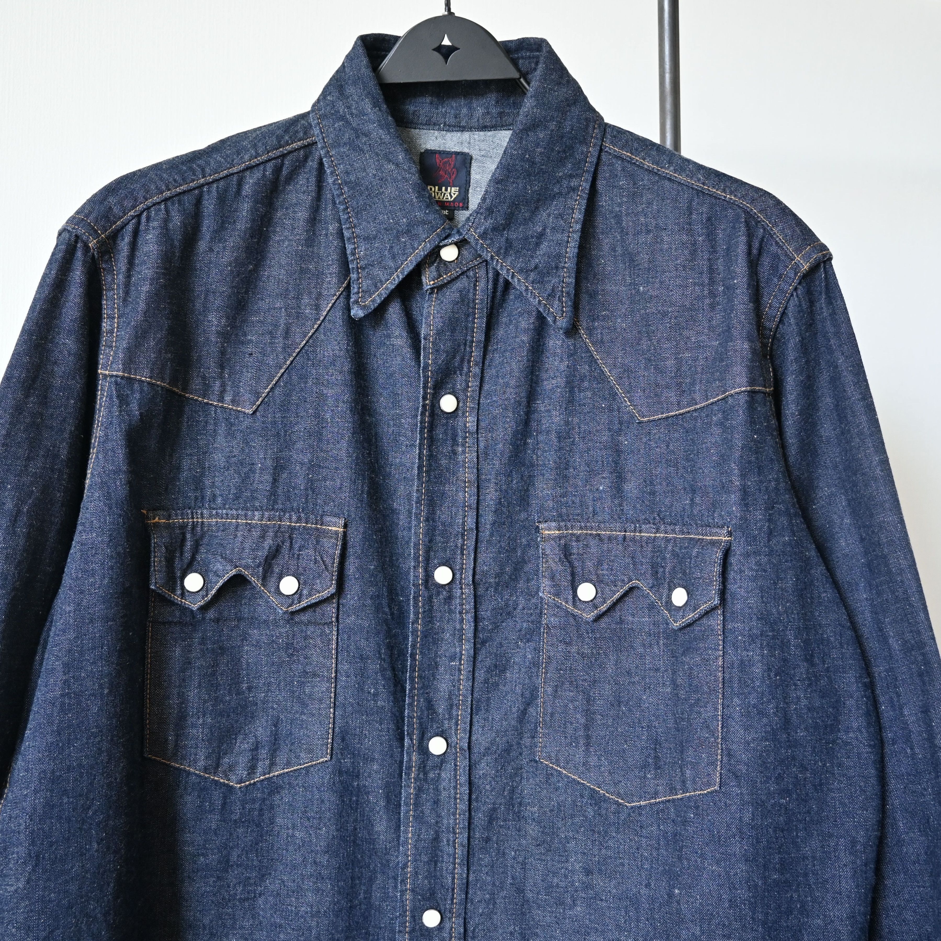 Japanese Brand VTG 1990s BLUE WAY indigo denim western shirt, made in Japan Size US L / EU 52-54 / 3 - 5 Thumbnail