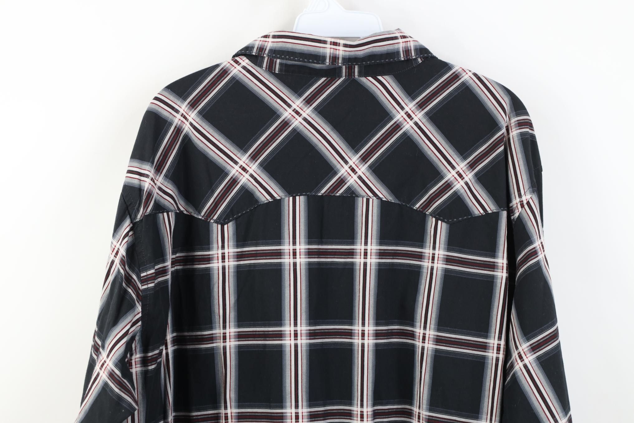 Wrangler Vintage Wrangler Cowboy Rodeo Snap Button Shirt Black Plaid Size US XL / EU 56 / 4 - 10 Thumbnail