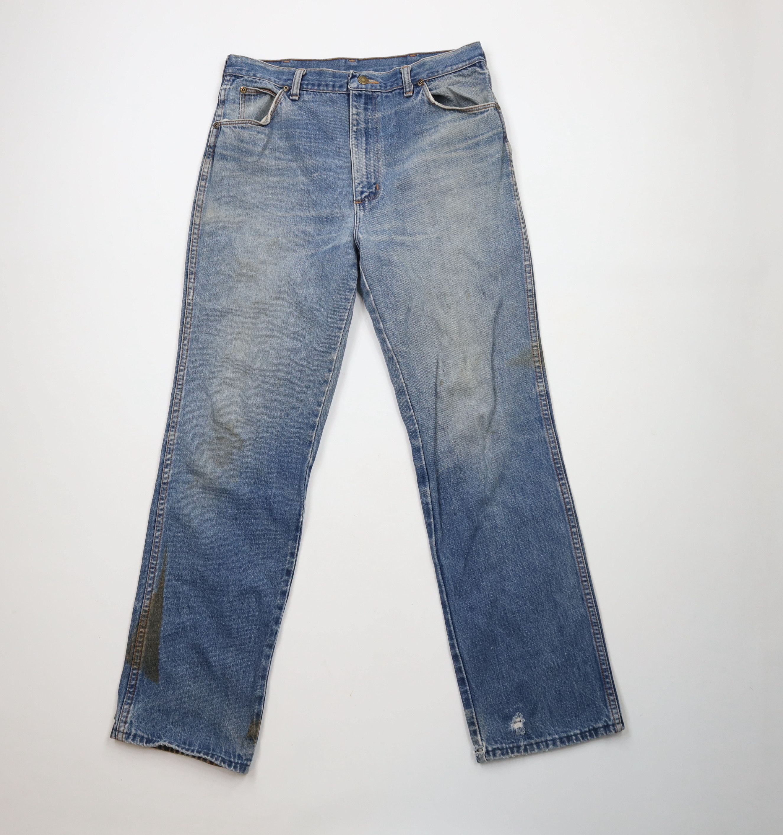 Vintage × Wrangler Vintage 80s 90s Wrangler Straight Leg Denim Jeans Blue USA Size US 34 / EU 50 - 1 Thumbnail