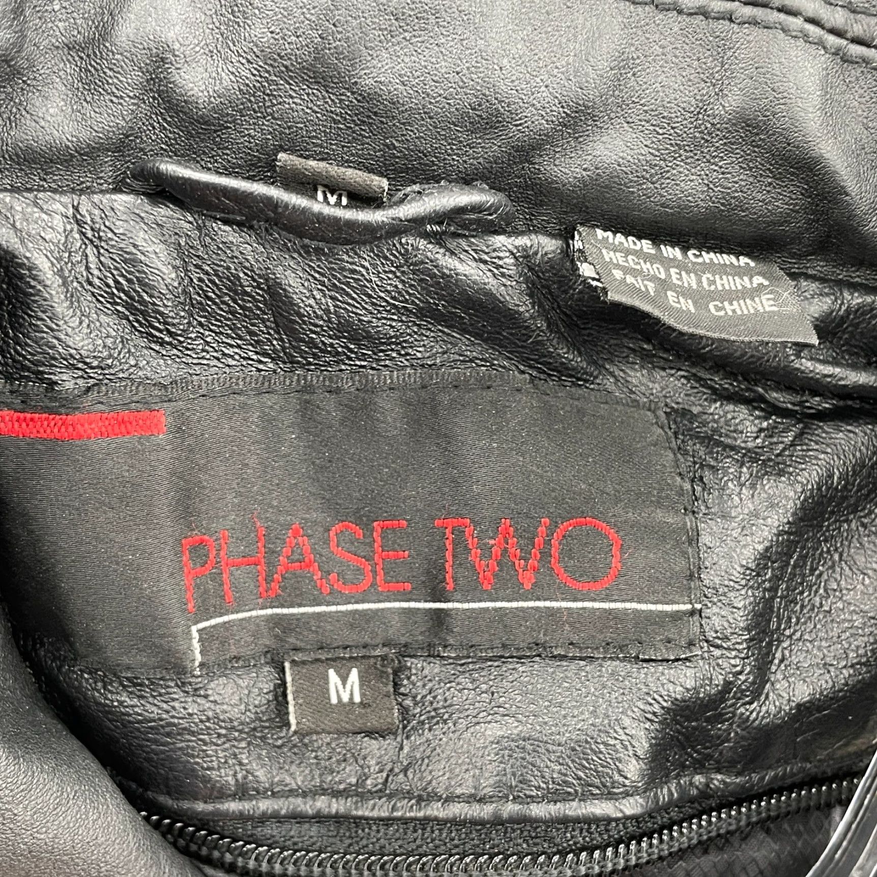 Vintage VINTAGE Phase Two Genuine Leather Jacket Men's Medium Black Coat 90s Moto Biker Jacket/Coat Size US M / EU 48-50 / 2 - 3 Thumbnail