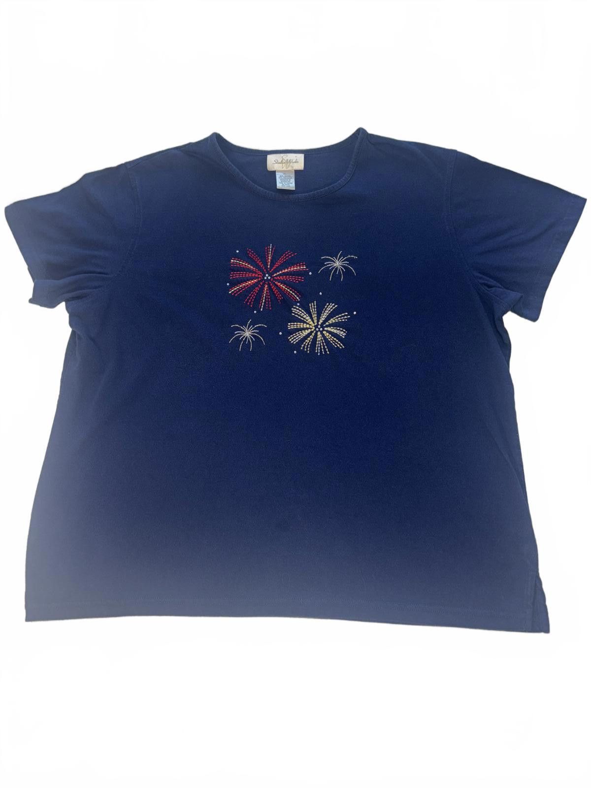 Designer Vintage Studio Works Fireworks Graphic Tee - Navy Blue Size XL / US 12-14 / IT 48-50 - 1 Thumbnail