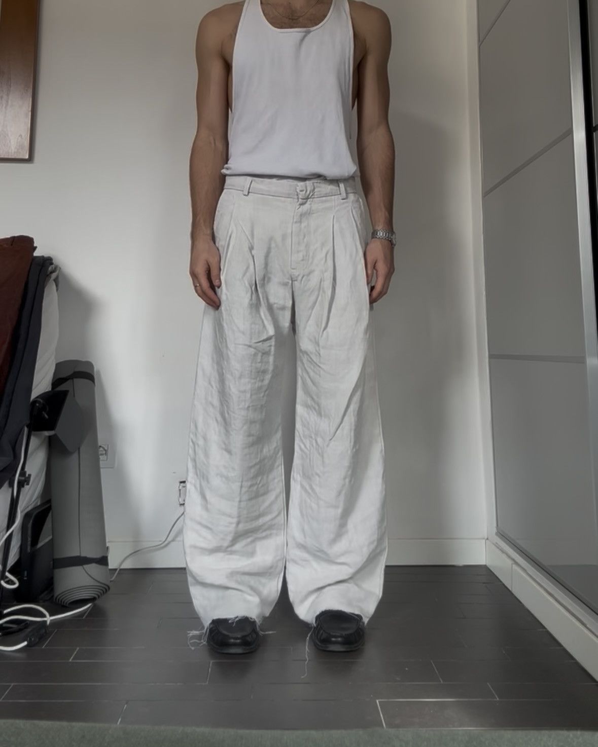 Japanese Brand Japanese Linen Pleated Wide-Leg Loose Straight Trousers Size US 32 / EU 48 - 1 Thumbnail