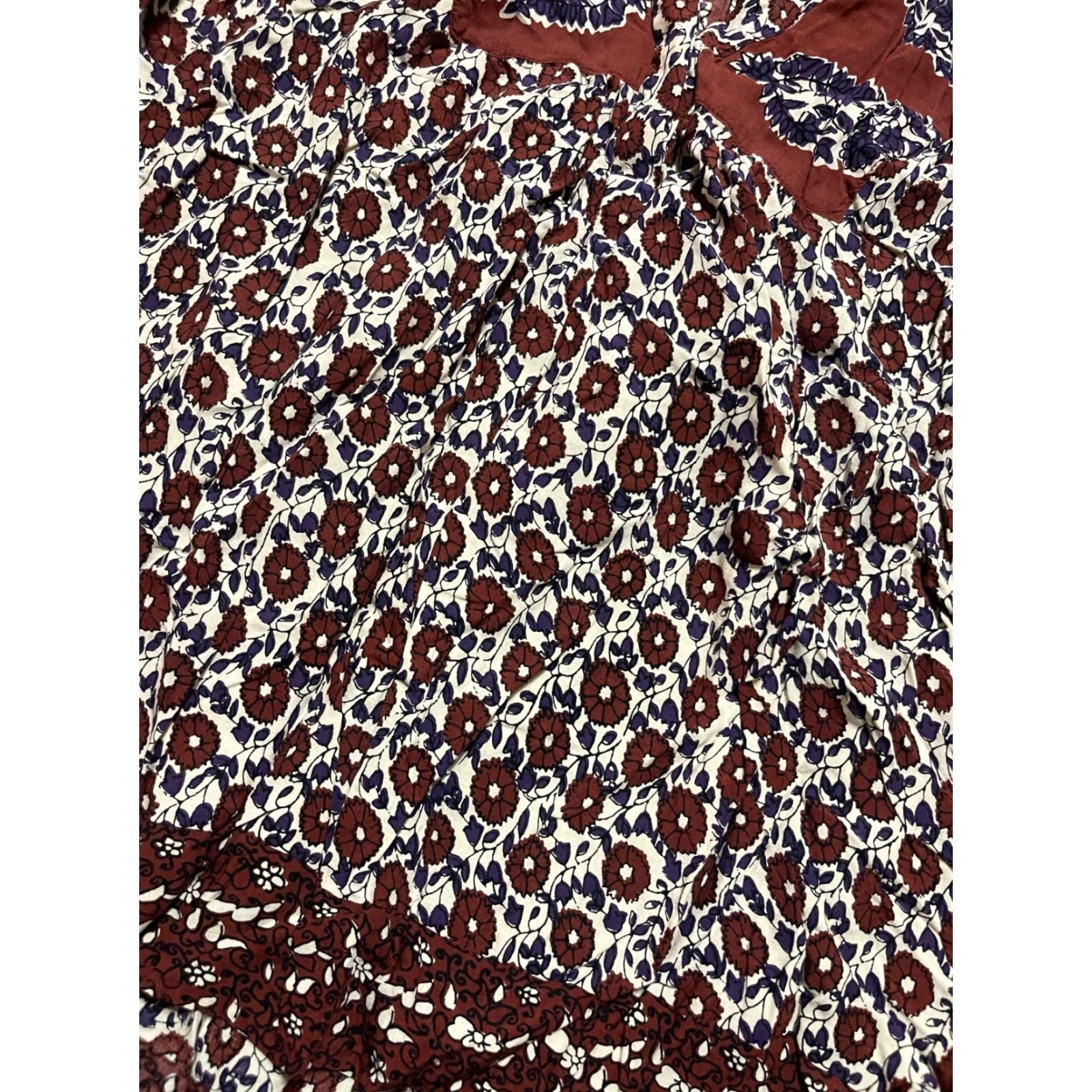 Lucky Brand Lucky Brand Shirt Womens Size M V-Neck Floral Long Sleeve White Brown Blue Casual 90s Modern Basic Regular Fit Free Return Size M / US 6-8 / IT 42-44 - 4 Thumbnail