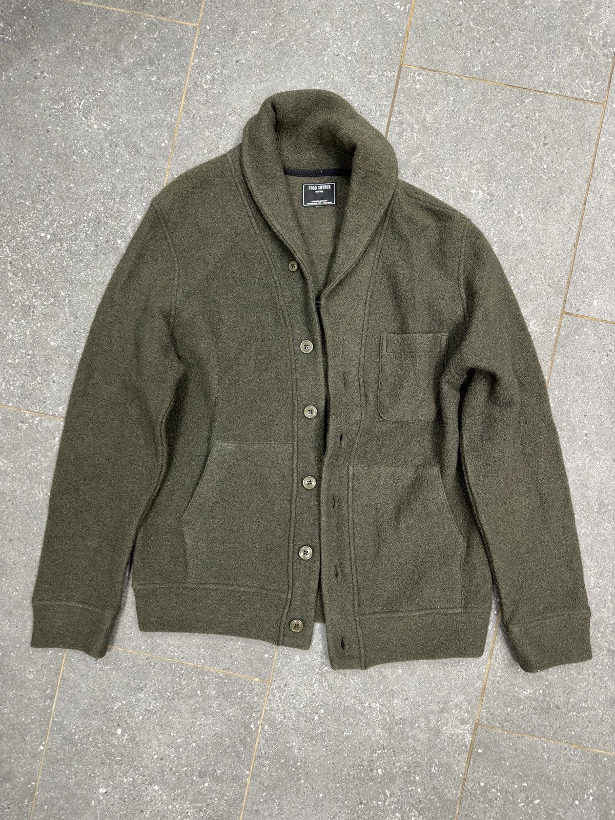 Todd Snyder Todd Snyder Boiled Wool Cardigan, Olive Green | Grailed