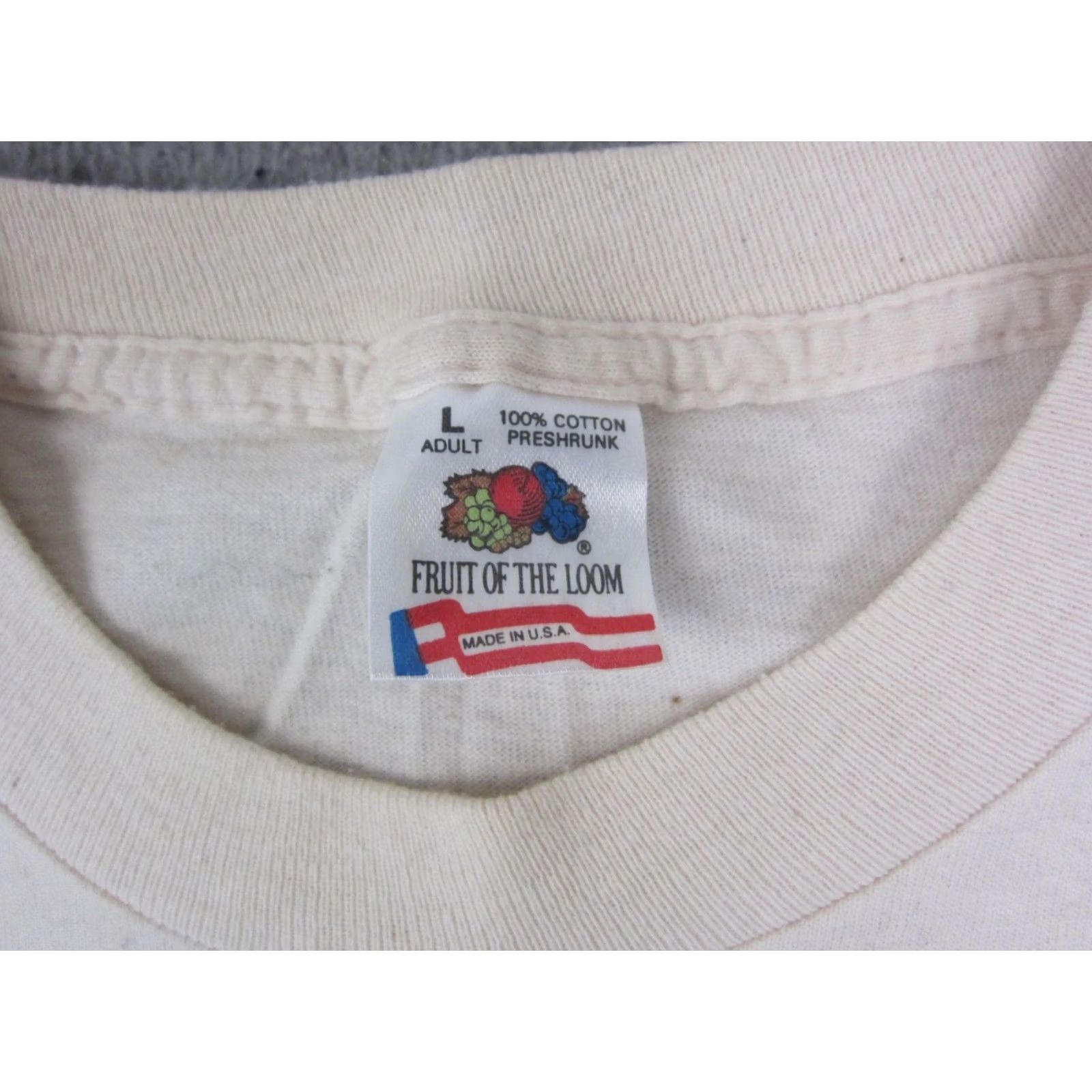 Fruit Of The Loom VINTAGE Fruit of the Loom Shirt Mens L 90s Ivory Crew Neck Short Sleeve Cotton Jersey Size US L / EU 52-54 / 3 - 4 Thumbnail