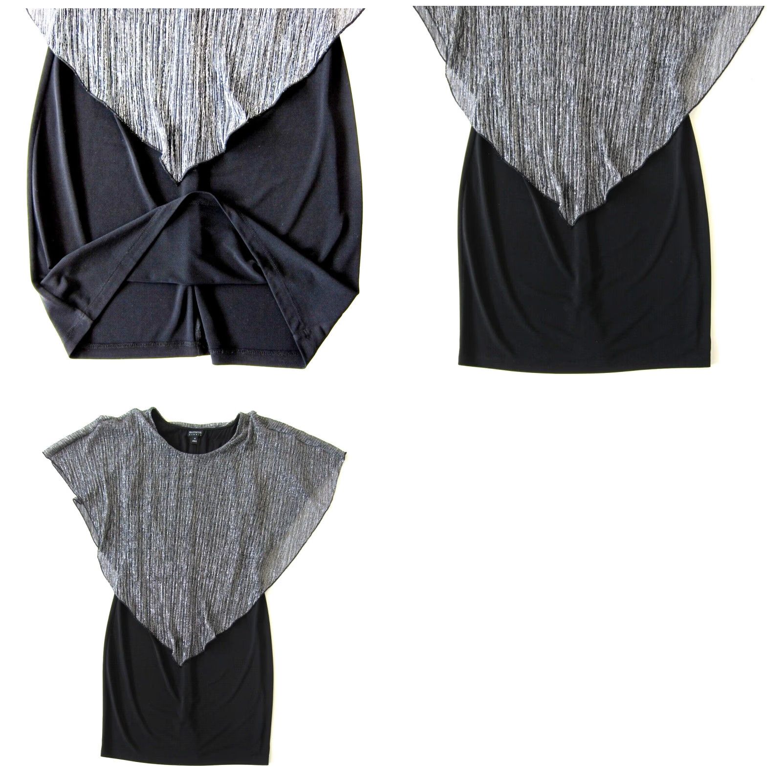 Vintage VINTAGE En Focus Studio Silver Sparkly Black Stretch Tunic Shift Pencil Dress Women 4 Size S / US 4 / IT 40 - 8 Thumbnail