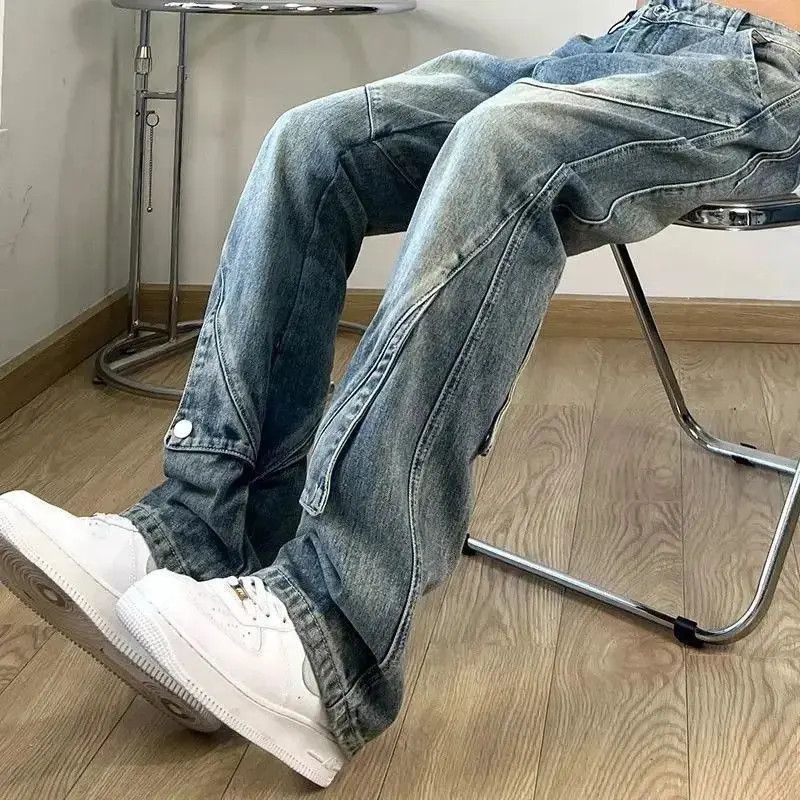 Japanese Brand Light Blue Flared Male Cowboy Pants Straight Jeans Size US 32 / EU 48 - 5 Thumbnail