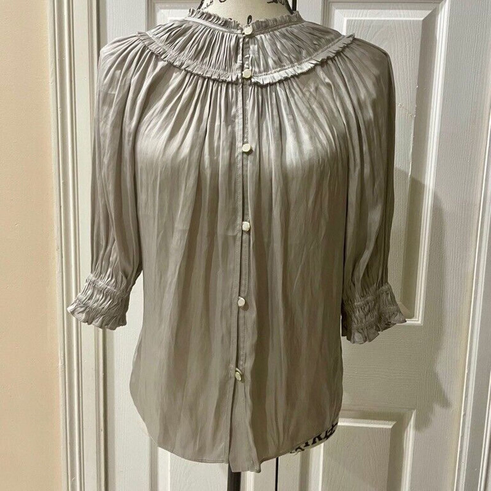 Ramy Brook RAMY BROOK VERSATILE PUFF SLEEVES BLOUSE CRISTAL GREY SZ XS Size XS / US 0-2 / IT 36-38 - 11 Thumbnail