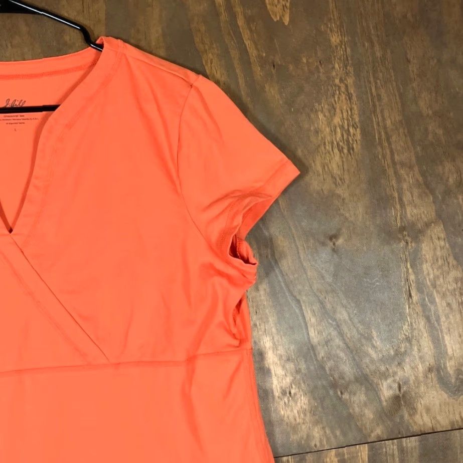 J. Jill J Jill Womens Shirt Orange V Neck Crossover Tee Short Sleeve Stretch Large Shirt Womens Short Sleeve V-Neck Orange Large Classic Casual Tee Size L / US 10 / IT 46 - 5 Thumbnail