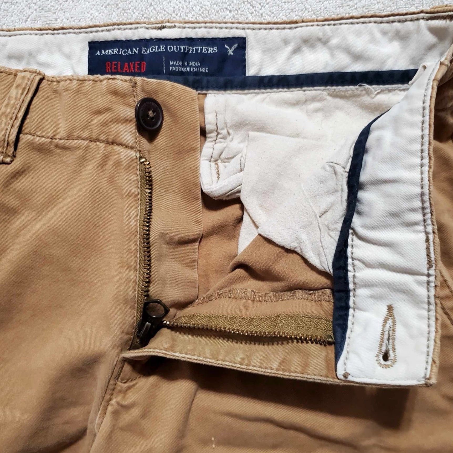 American Eagle Outfitters VINTAGE American Eagle Relaxed Straight Khaki Pants Mens Beige 100% Cotton Regular Size 29 28x30 28x30 Chinos 28 Size US 29 - 6 Thumbnail