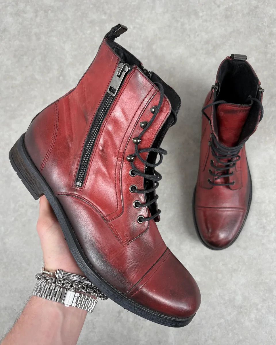 Diesel Diesel Raw Red Leather Combat Boots Size US 9 / EU 42 - 1 Thumbnail