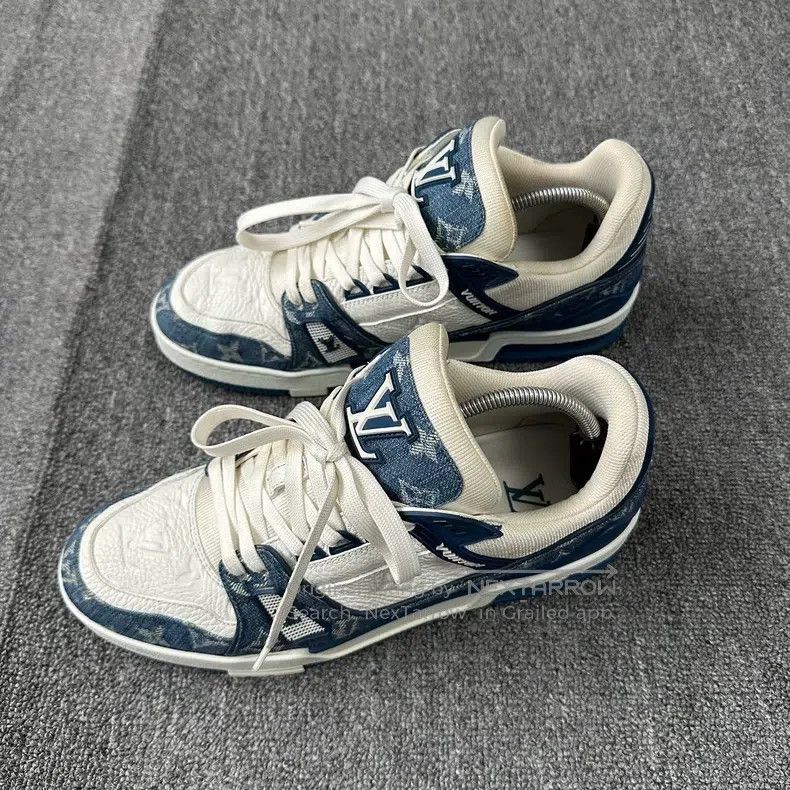 Louis Vuitton Louis Vuitton White and blue denim shoes Size US 7 / EU 40 - 1 Thumbnail