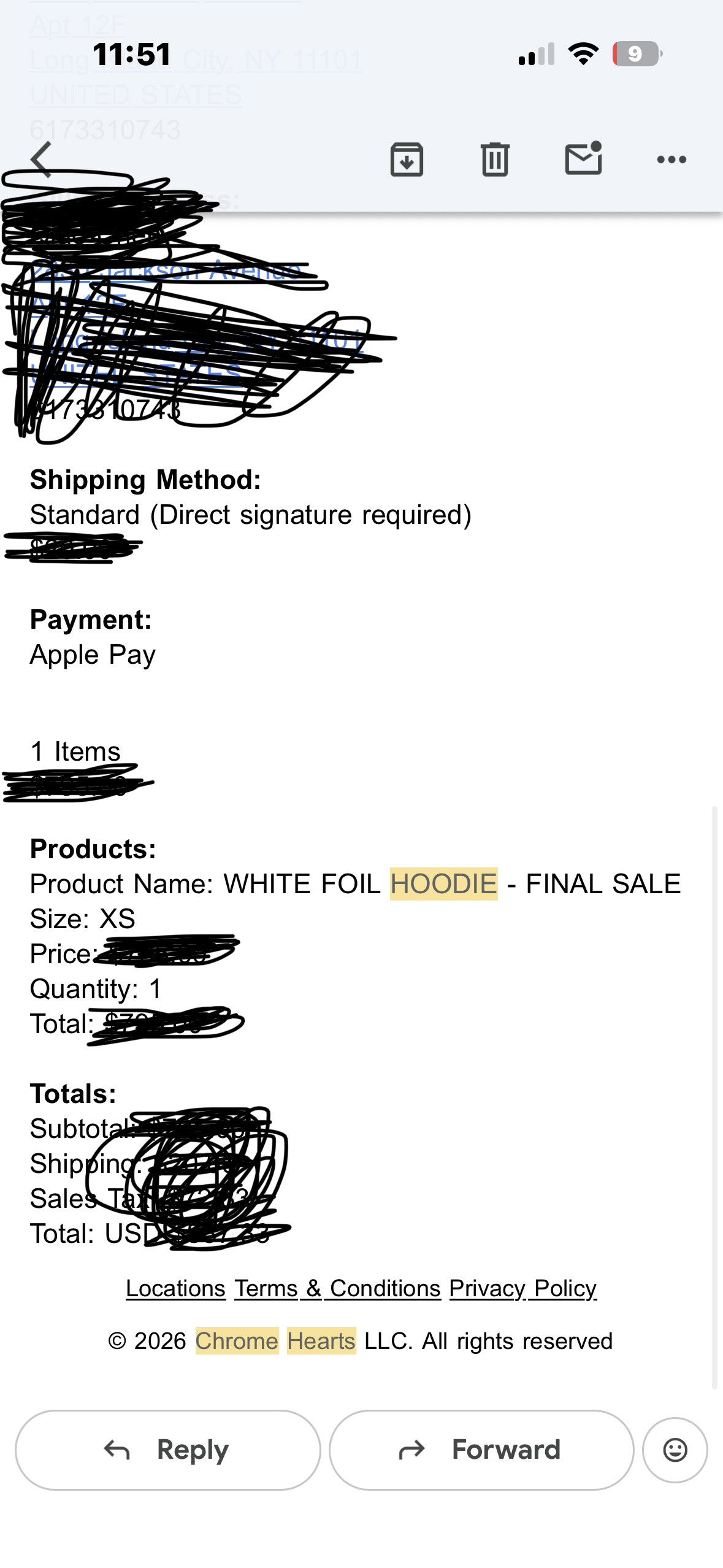 Chrome Hearts Chrome hearts white foil hoodie Size US XS / EU 42 / 0 - 4 Thumbnail