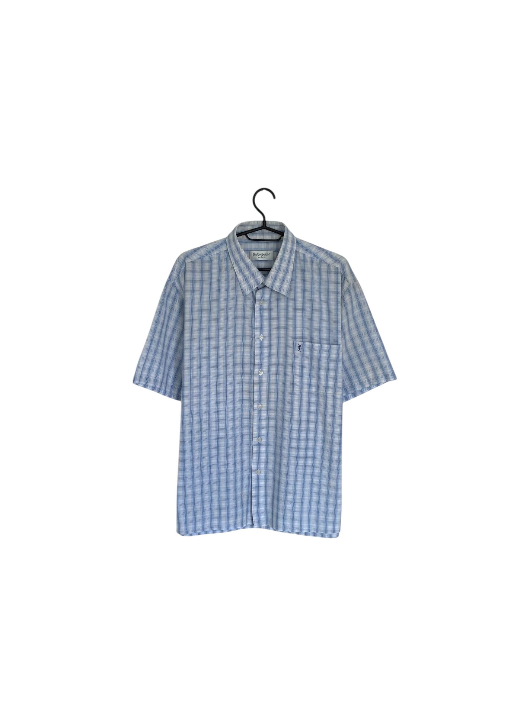 Vintage × Yves Saint Laurent 90s' YSL checkered short sleeve shirt Size US XL / EU 56 / 4 - 1 Thumbnail