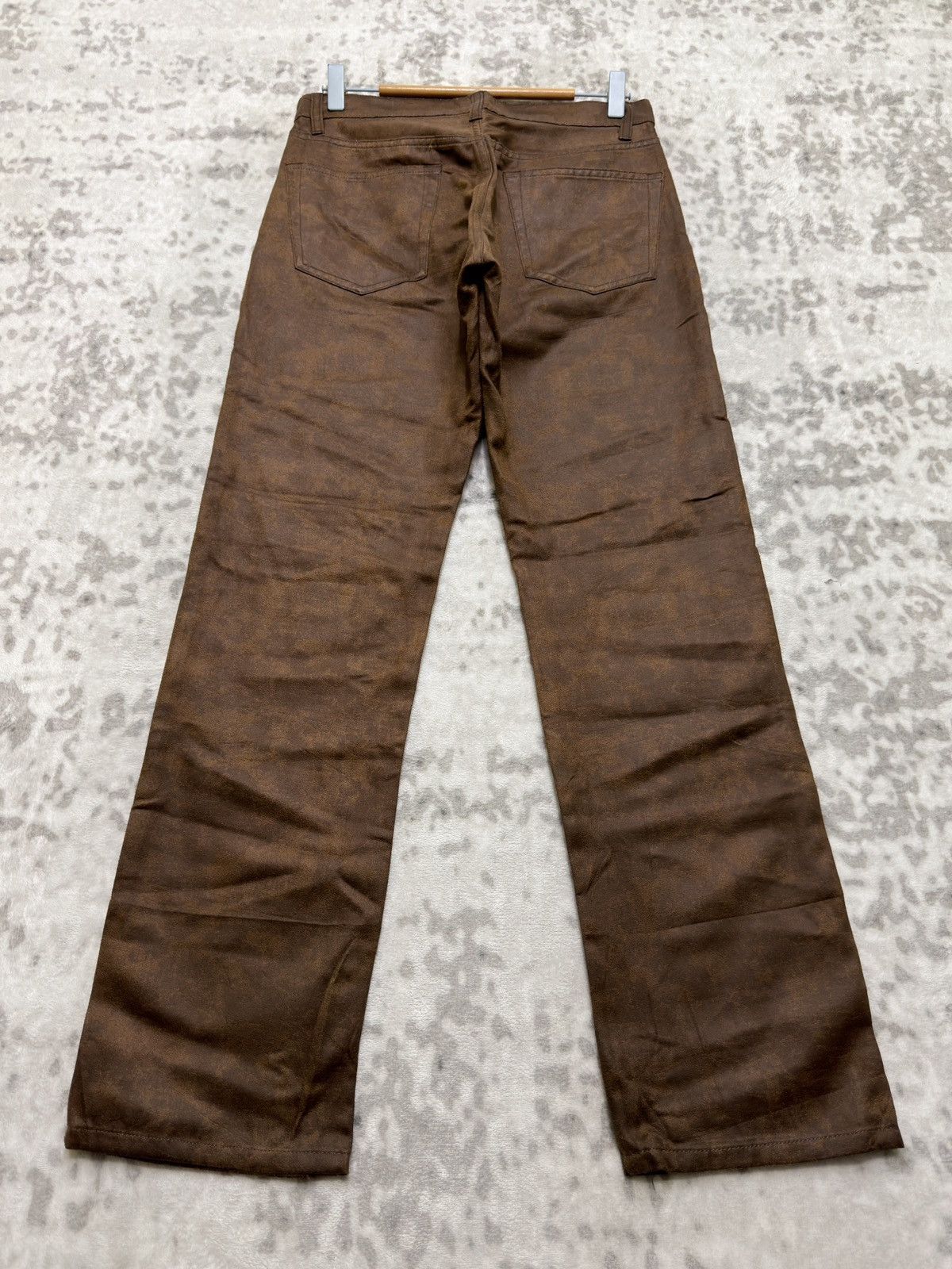 Vintage Mens Melrose Ricky Waxed Jeans Leather Look Straight Denim Size US 28 / EU 44 - 2 Thumbnail