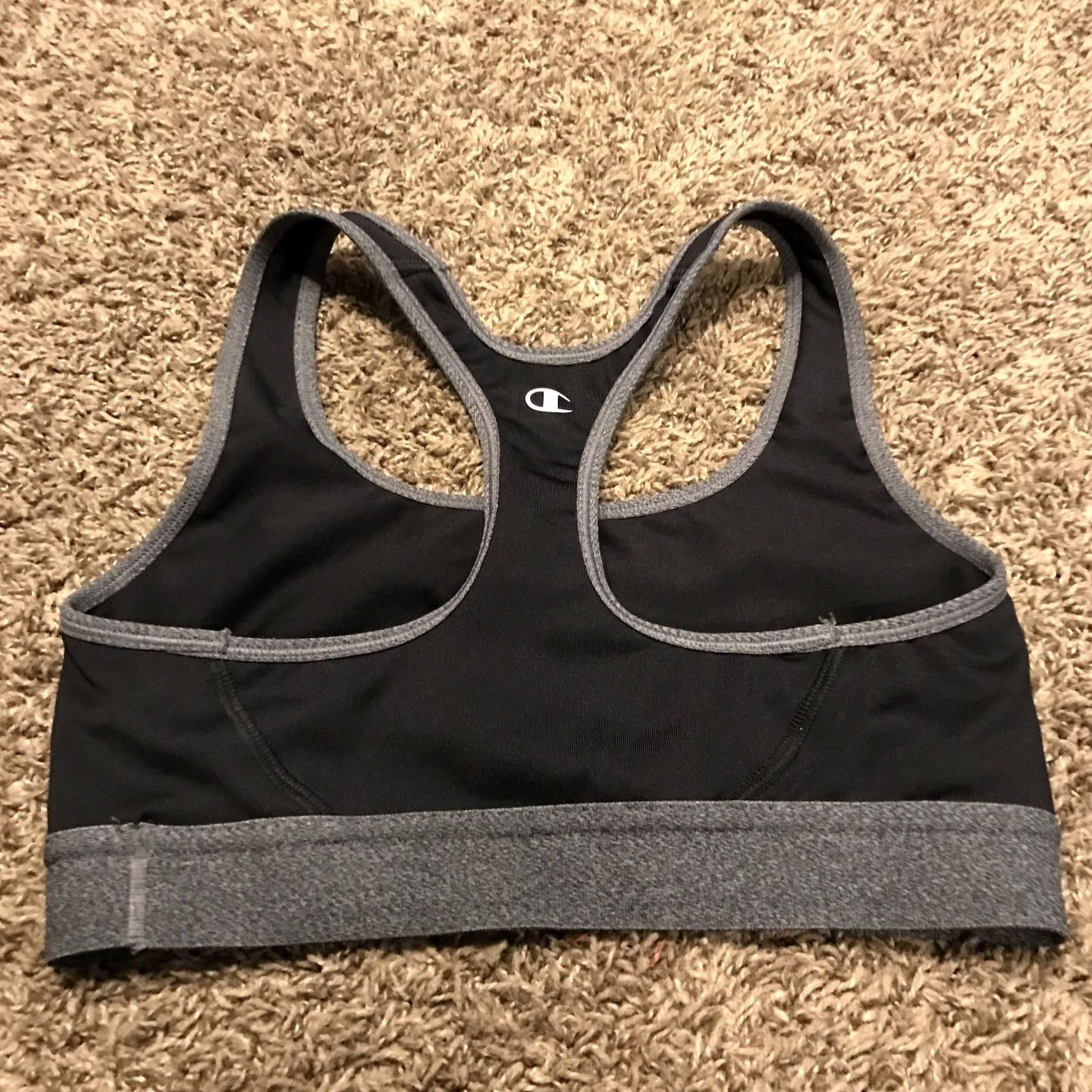 Champion Champion Sports Bra Shirt Women S Black Racerback Pullover Medium Support Activewear Adjustable Stretch Blended Polyester Size ONE SIZE - 3 Thumbnail