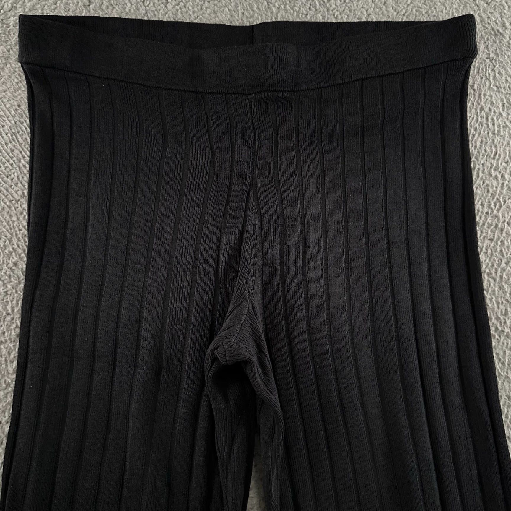 H&M H&M Womens Pants Blue Size Large High Rise Flared Ribbed Pull On Acrylic Blend Size 24" / US 00 / IT 34 - 2 Thumbnail