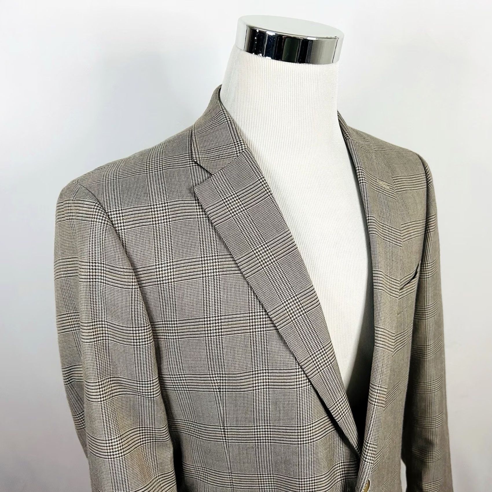 Tommy Hilfiger Tommy Hilfiger Sport Coat Beige Glen Plaid Two Button Lined Double Vented 42R Men Jacket Coat Regular Length Size US XS / EU 42 / 0 - 2 Thumbnail