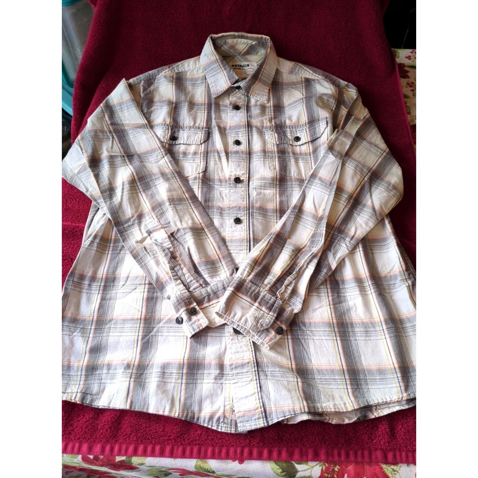 Wrangler Wrangler Men’s Button-Down Plaid Shirts Long Sleeve M Multicolor Shirt Size US M / EU 48-50 / 2 - 6 Thumbnail