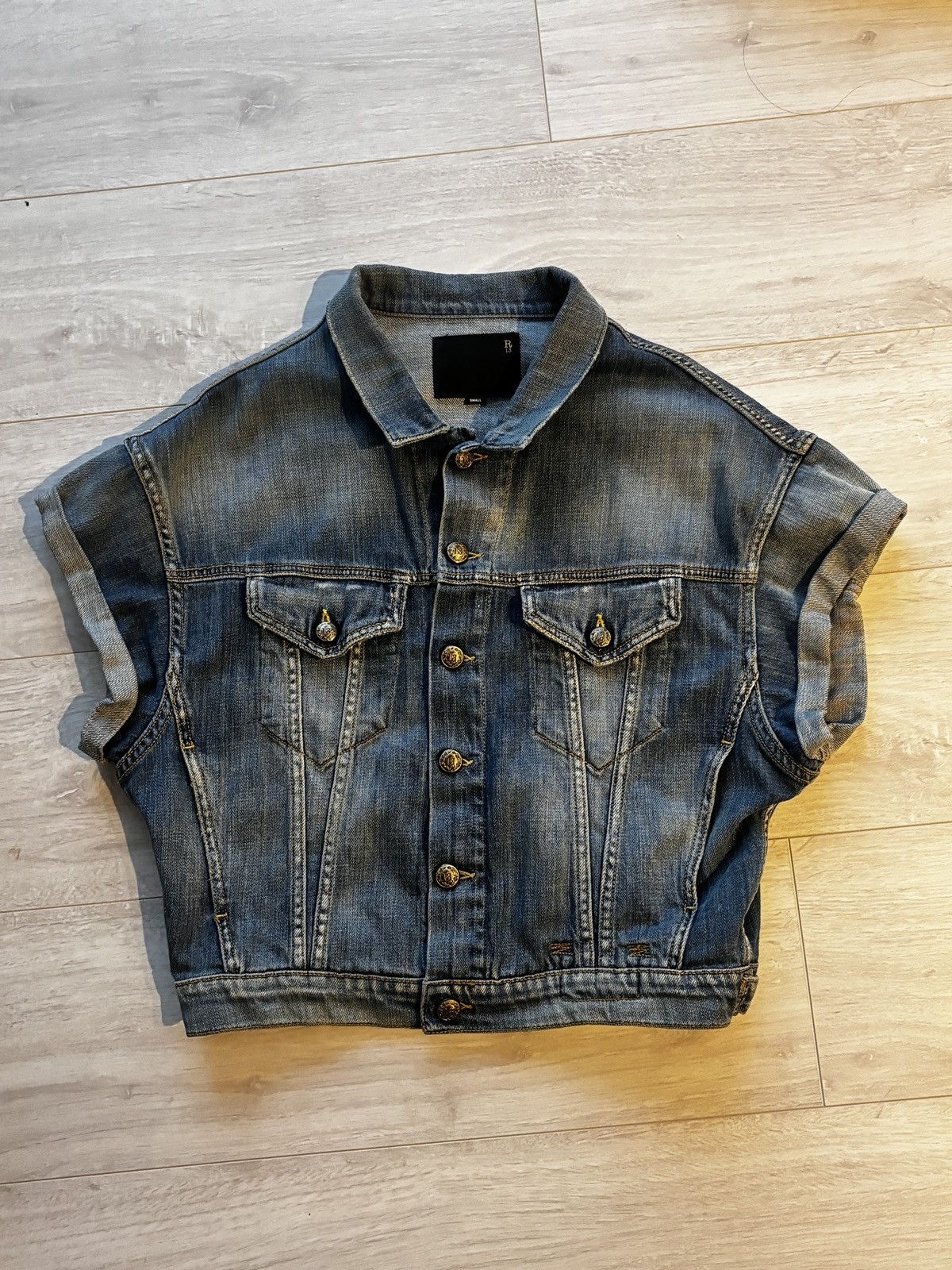 R13 Denim roll sleeve vest Size US S / EU 44-46 / 1 - 1 Thumbnail