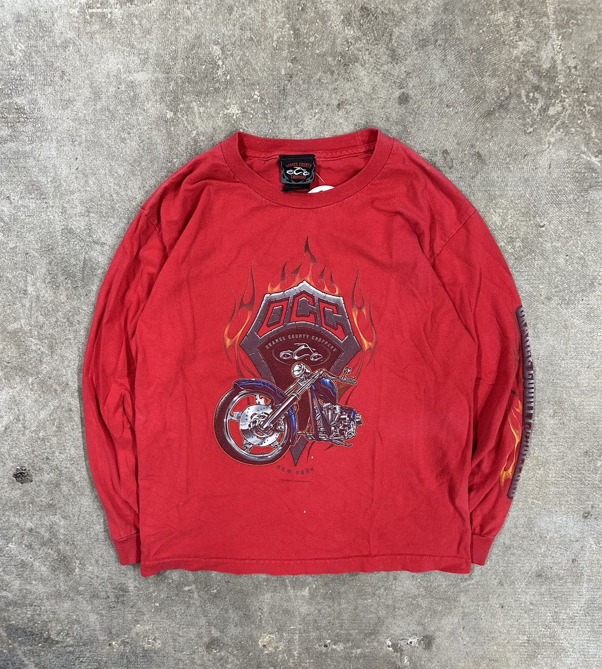 West Coast Choppers Crazy Y2K Orange County Choppers Motorcycle Flames LS Shirt Size S / US 4 / IT 40 - 1 Thumbnail