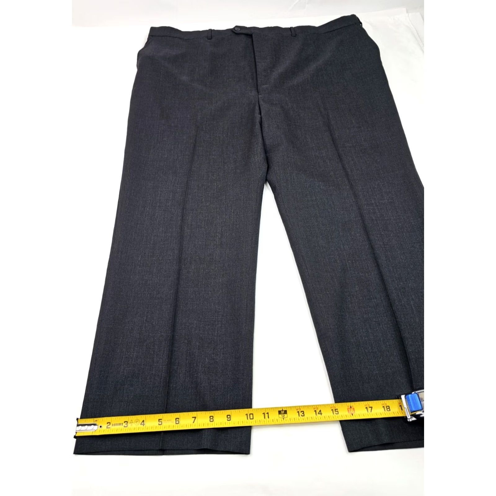 Stafford Stafford Dress Mens 48 Gray Worsted Wool Flat Front Straight Pants Men Fits 48x28 Size US 32 / EU 48 - 2 Thumbnail