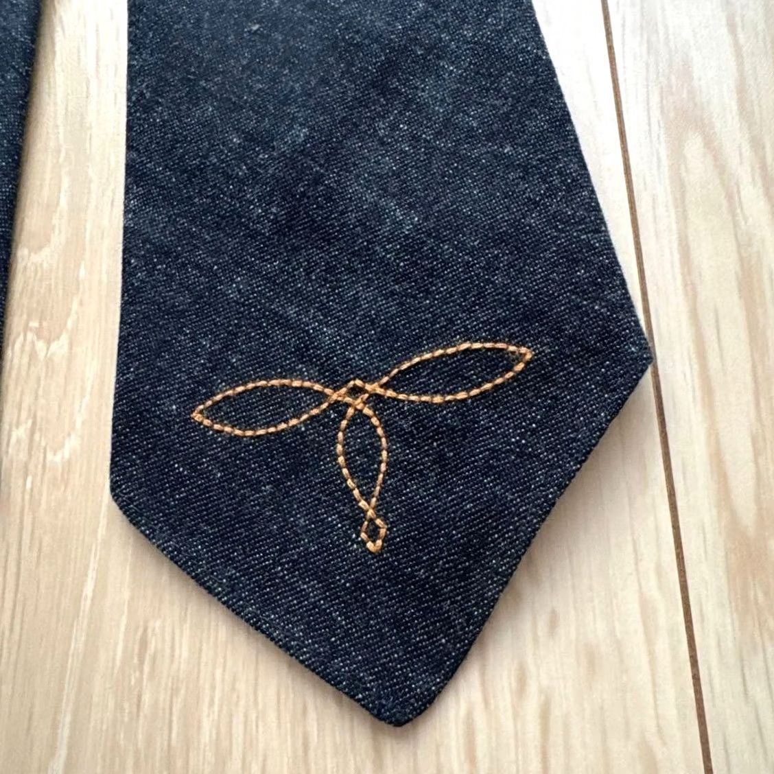 Ralph Lauren VINTAGE RRL Ralph Lauren Medallion Stich Indigo Denim Tie Handmade Blue Excellent Size ONE SIZE - 4 Thumbnail