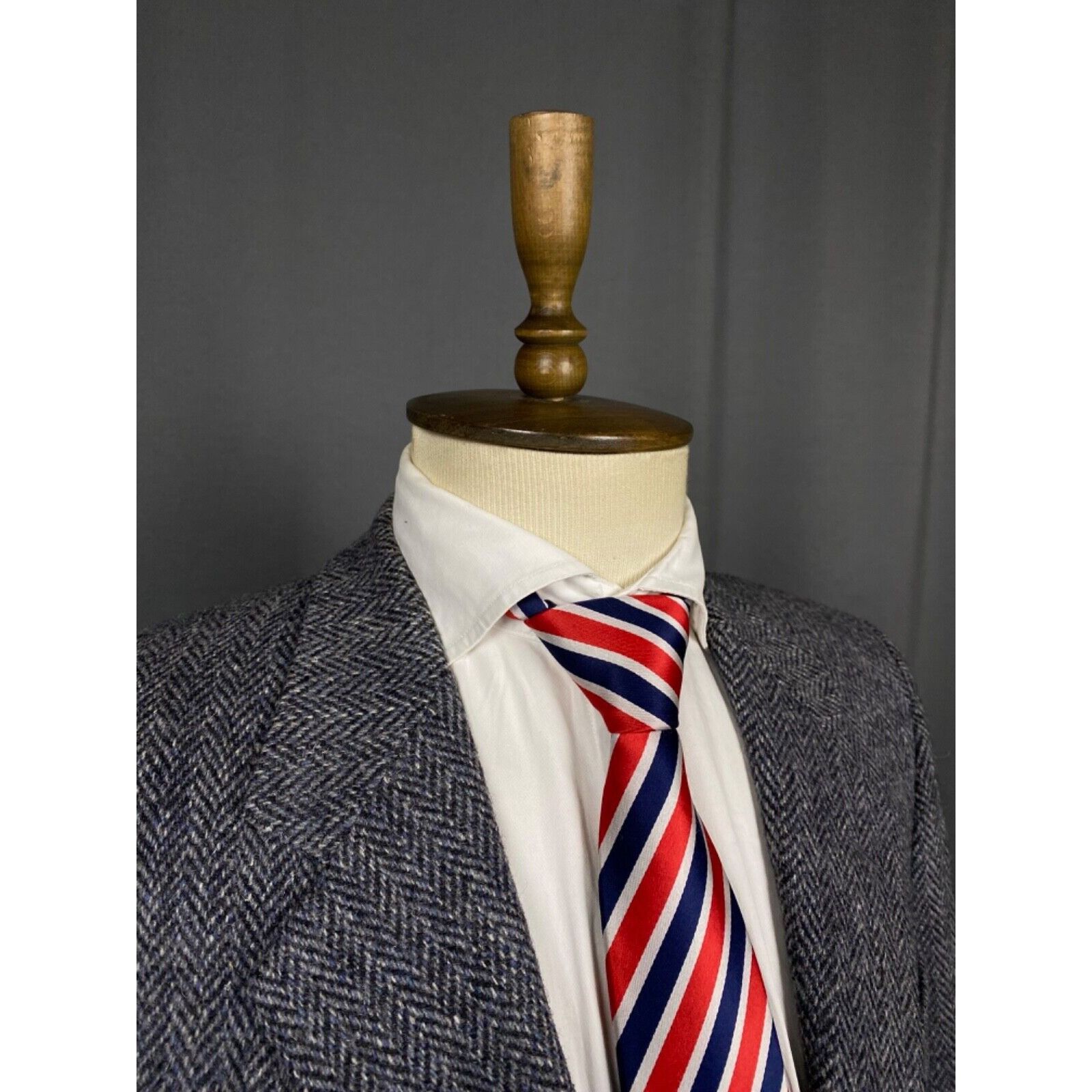 Harris Tweed Harris Tweed x Lubiam Herringbone Men's Blue Wool Blazer Jac Size 50R - 6 Thumbnail