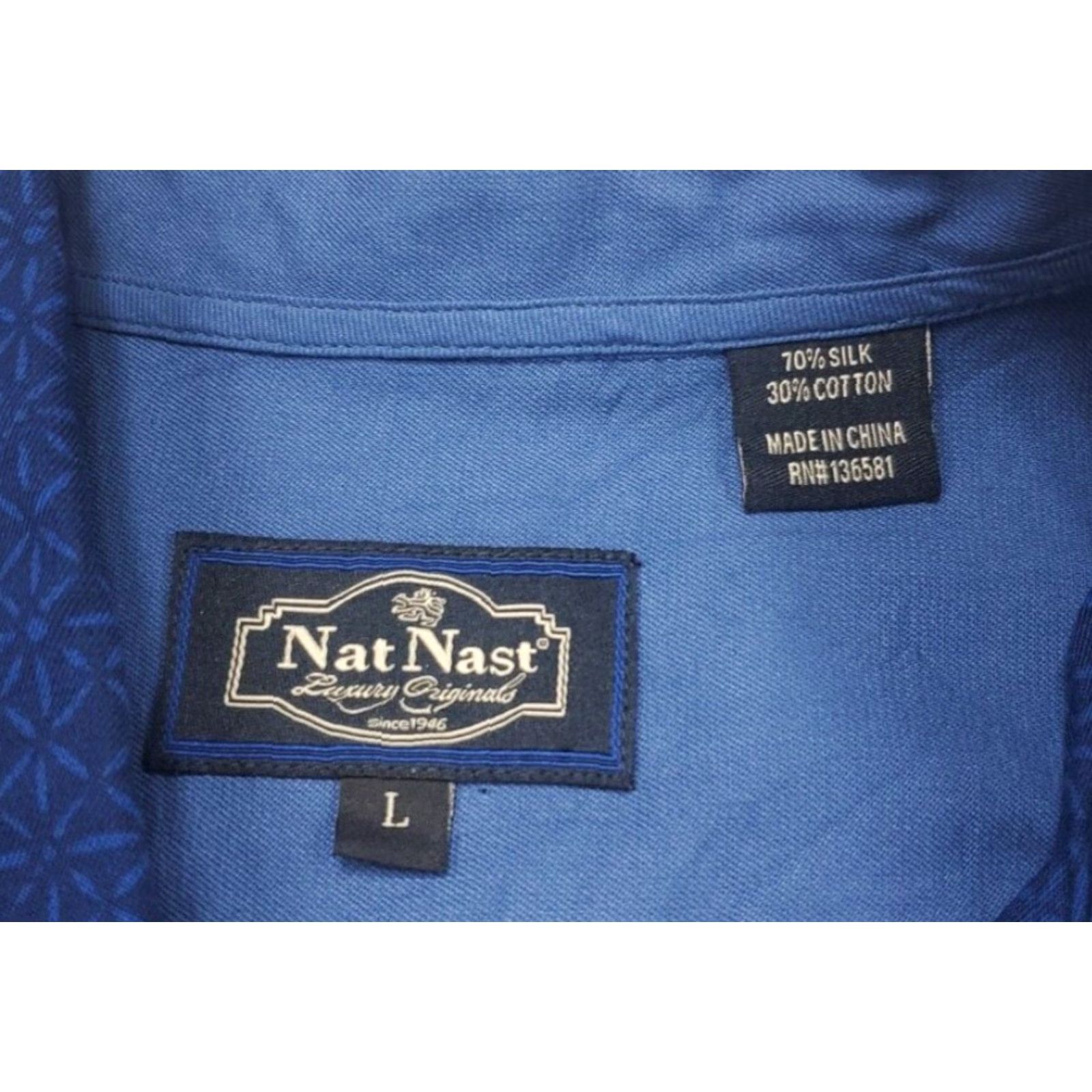 Nat Nast VINTAGE Nat Nast Shirt Mens L Silk Blend Short Sleeve Casual Hawaiiian Beach Hawaiian Retro Geometric Button-Up Mens Times Size US L / EU 52-54 / 3 - 4 Thumbnail