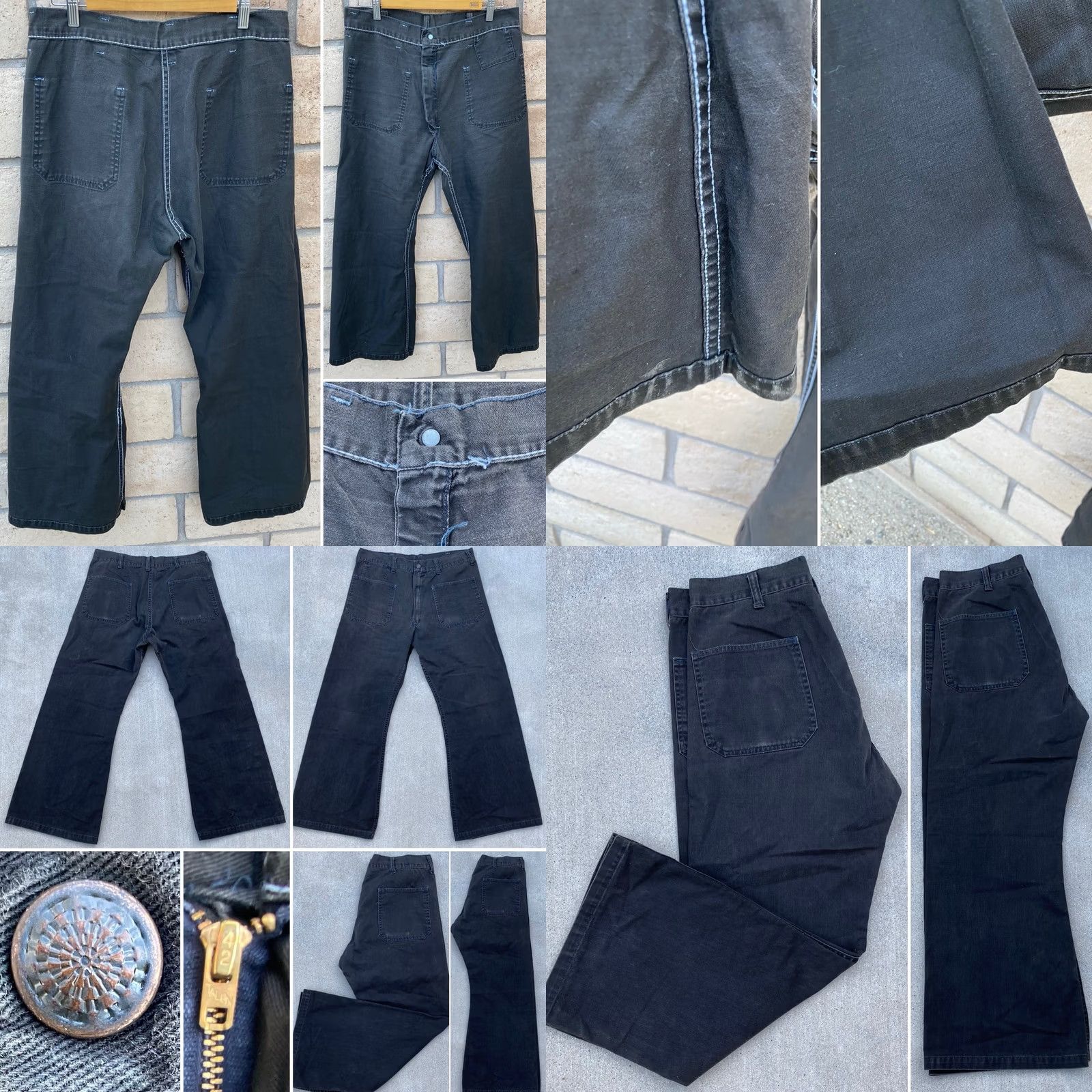 Bell VINTAGE Sailor Pants Flare Bell Botton Talon 42 Zipper 60s 70s 34 in Waist Casual Military Womens/Vintage Pants 34 Inseam 28 Waist to Hem 38.5 in Size US 34 / EU 50 - 8 Thumbnail