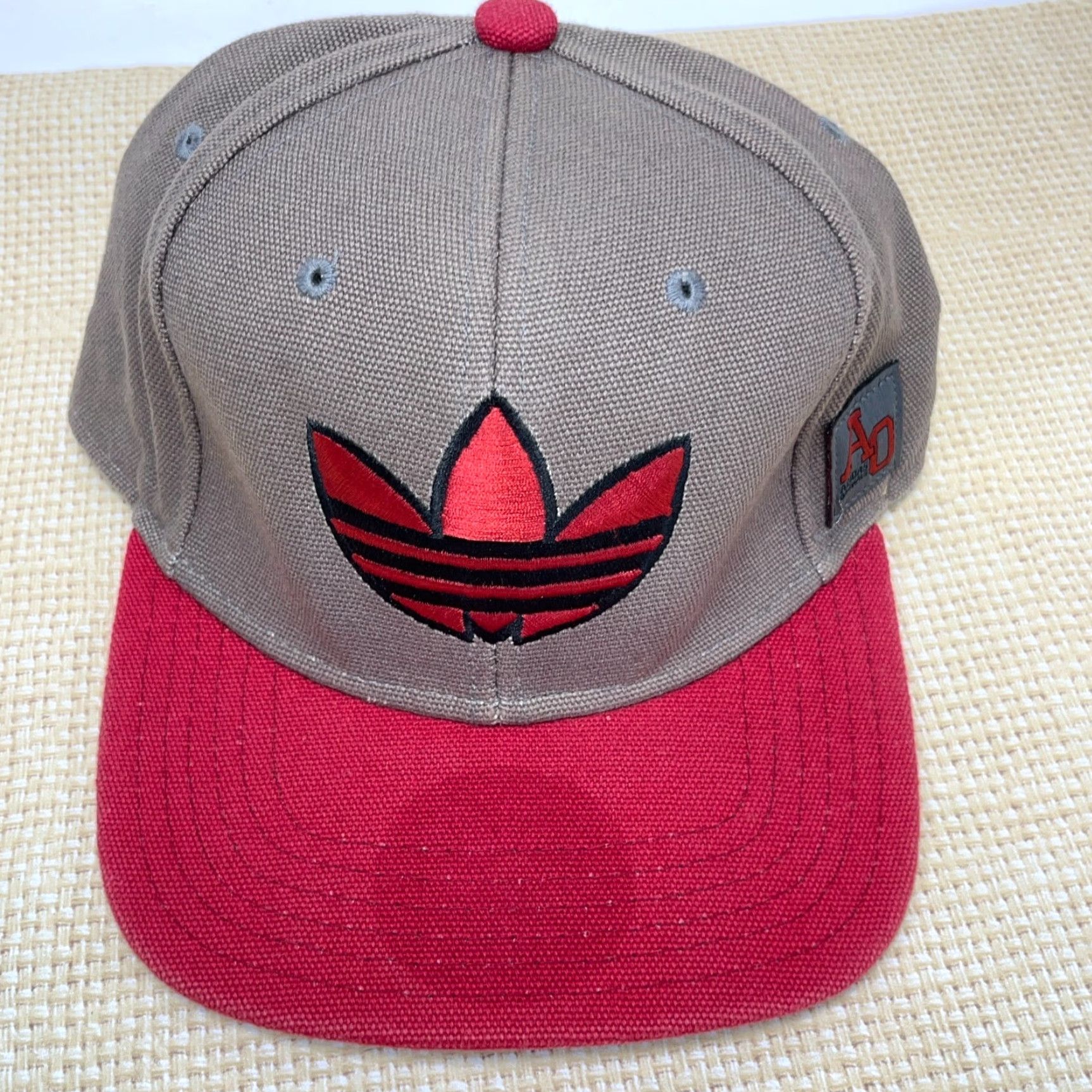 Adidas Adidas Hat Cap Trefoil Black Red Gray Canvas Faded Retro Adult Y2K Strap Back Size ONE SIZE - 2 Thumbnail