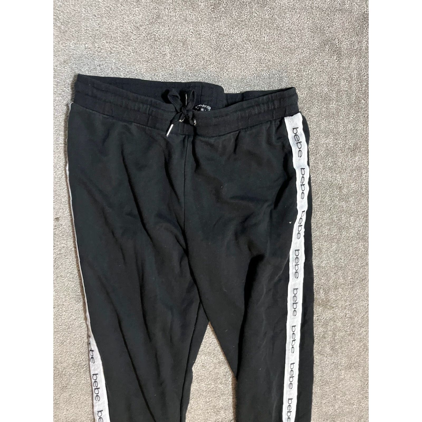 Bebe VINTAGE BEBE SPORT Pants Jogger Women's XL Black Cotton Blend Glitter Logo 90s Sports Mens/Womens Size 40" / US 18 - 2 Thumbnail