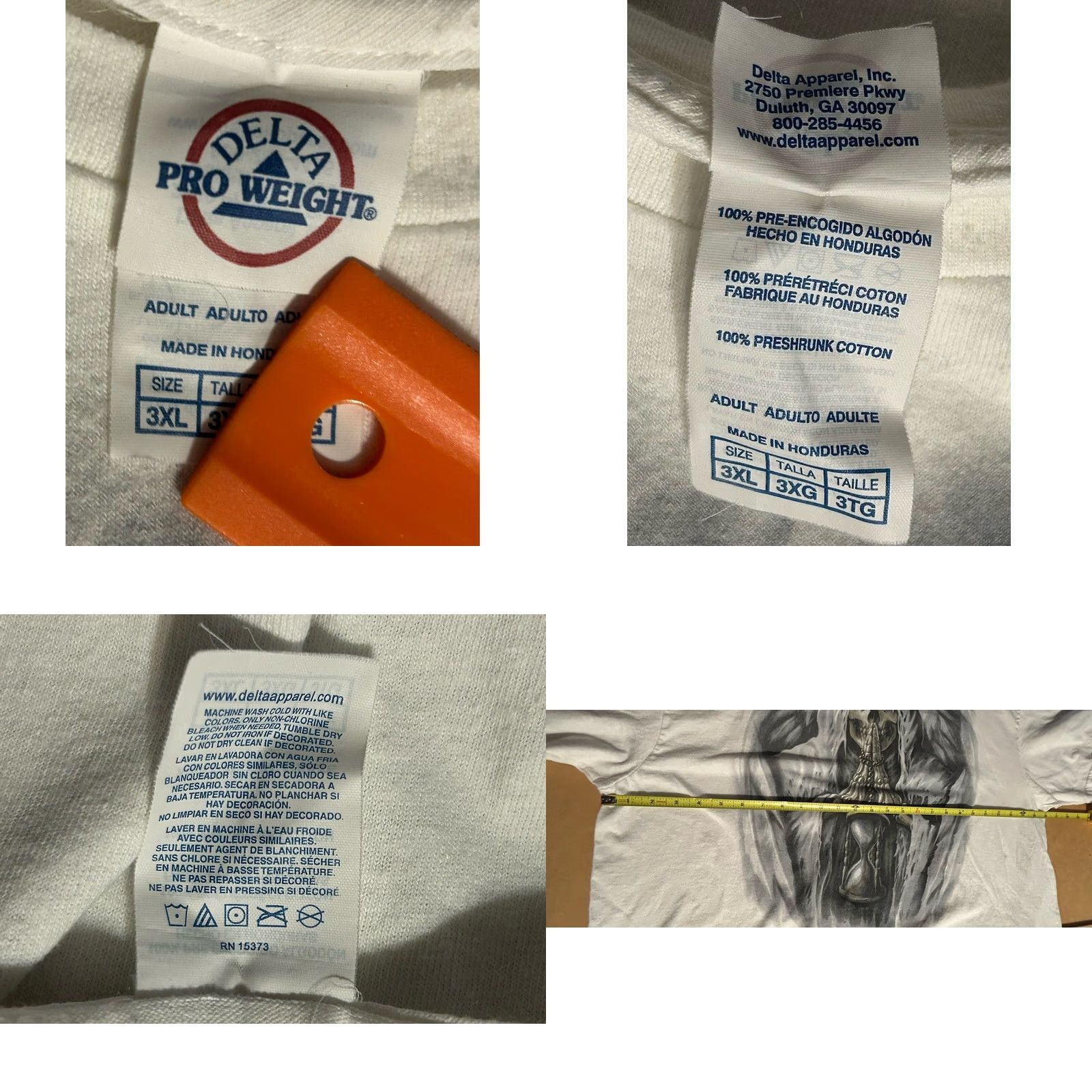Vintage VINTAGE Delta Pro Weight Shirt Mens 3XL White Short Sleeve Grim Reaper Skull Death Wings Logo T-Shirt Size US XXL / EU 58 / 5 - 8 Thumbnail