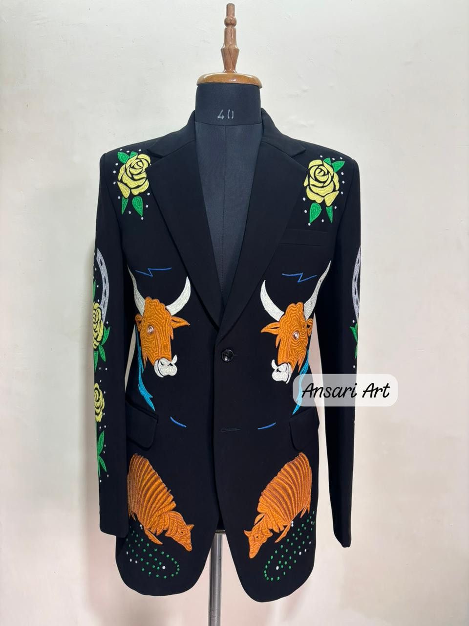 Other Men 2PC Customized Panther embroidery western prom outfit Size 46S - 2 Thumbnail